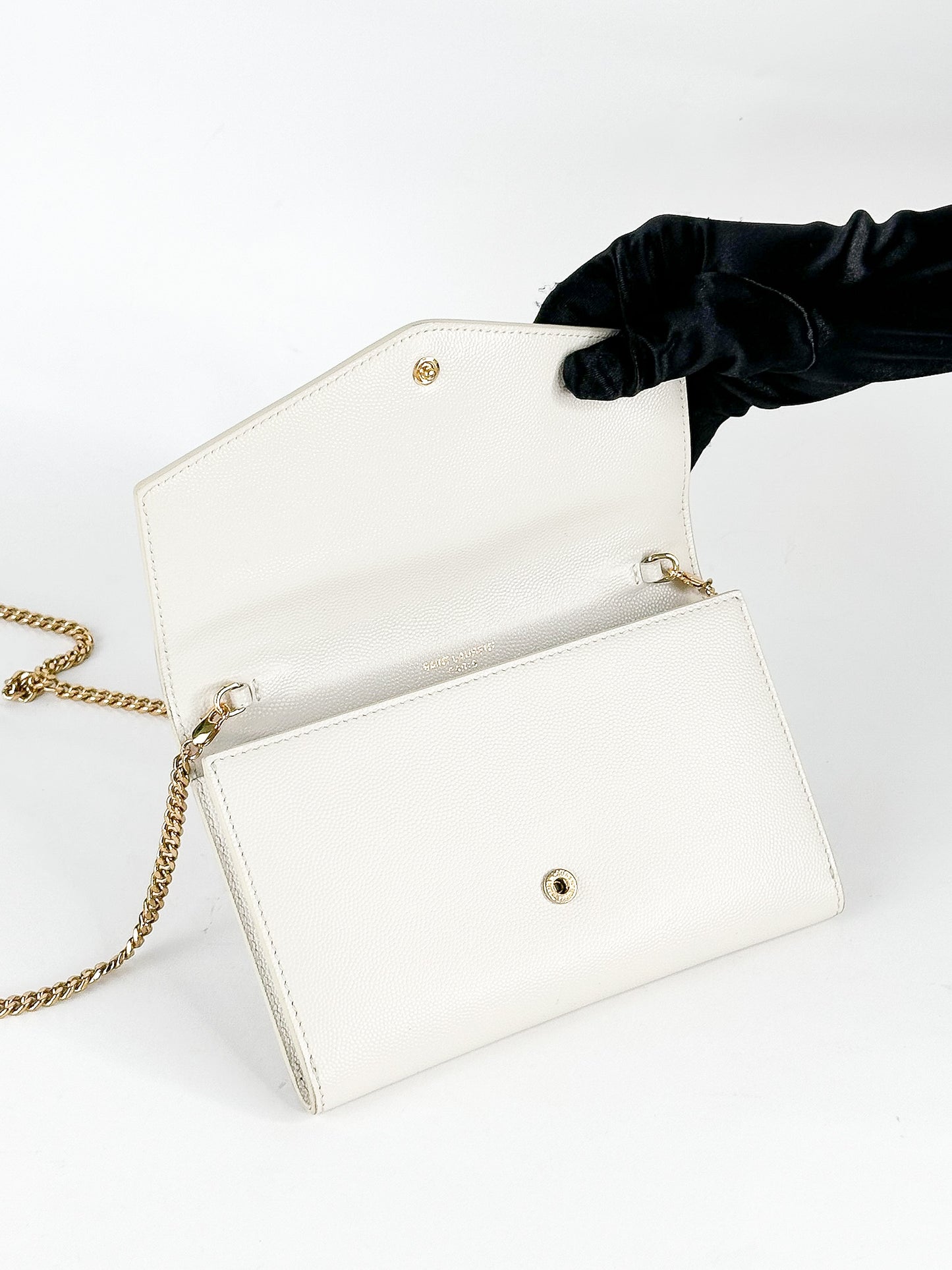 Saint Laurent Uptown Leather Wallet on Chain