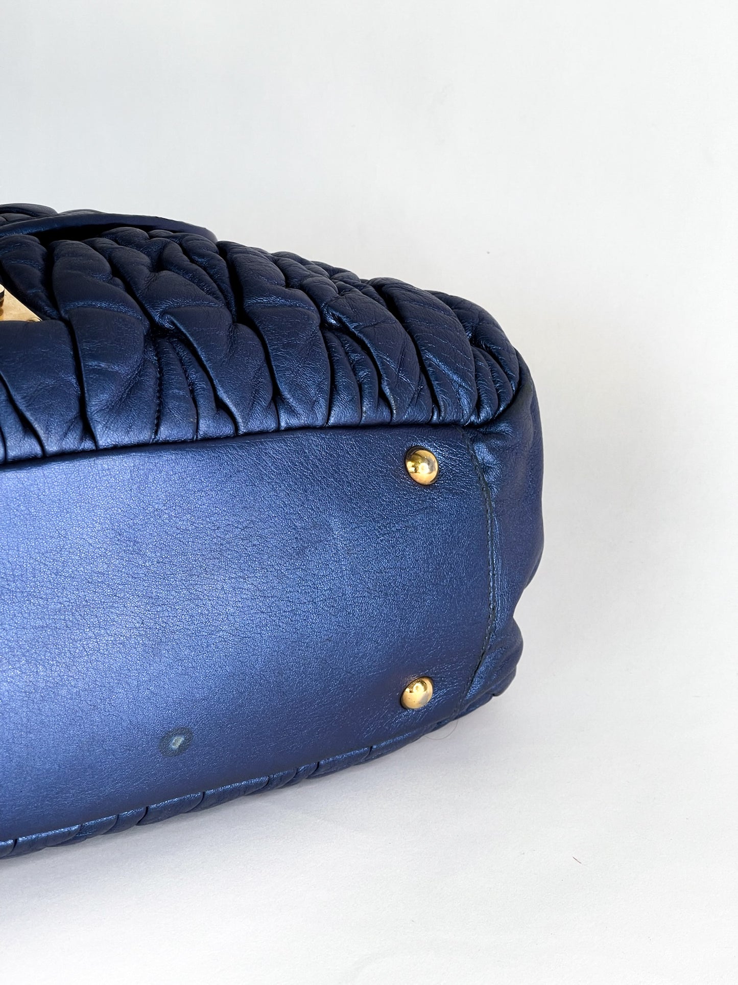 Miu Miu Blue Matelasse Quilted Leather Satchel