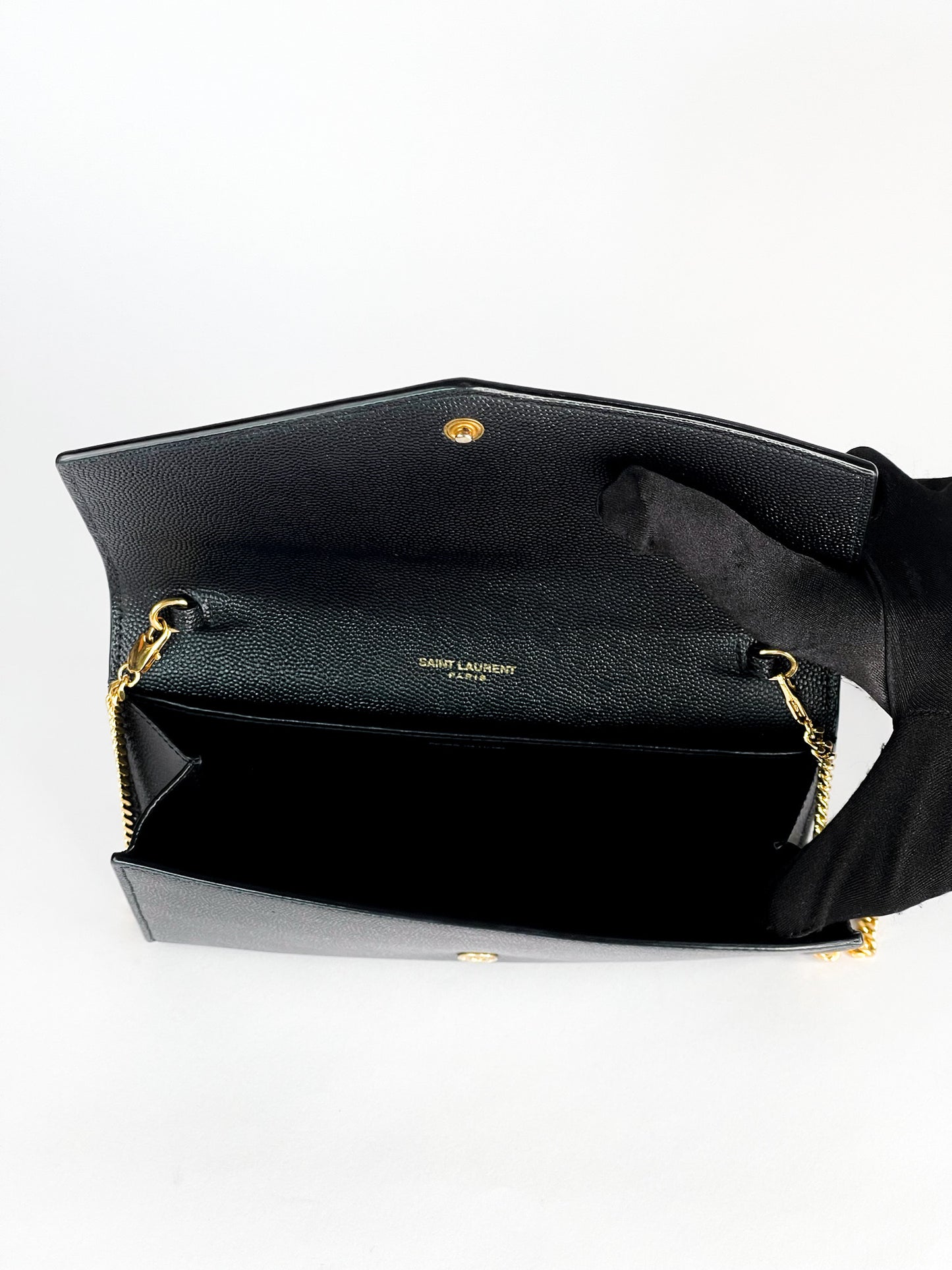 Saint Laurent Uptown Leather Wallet on Chain Black
