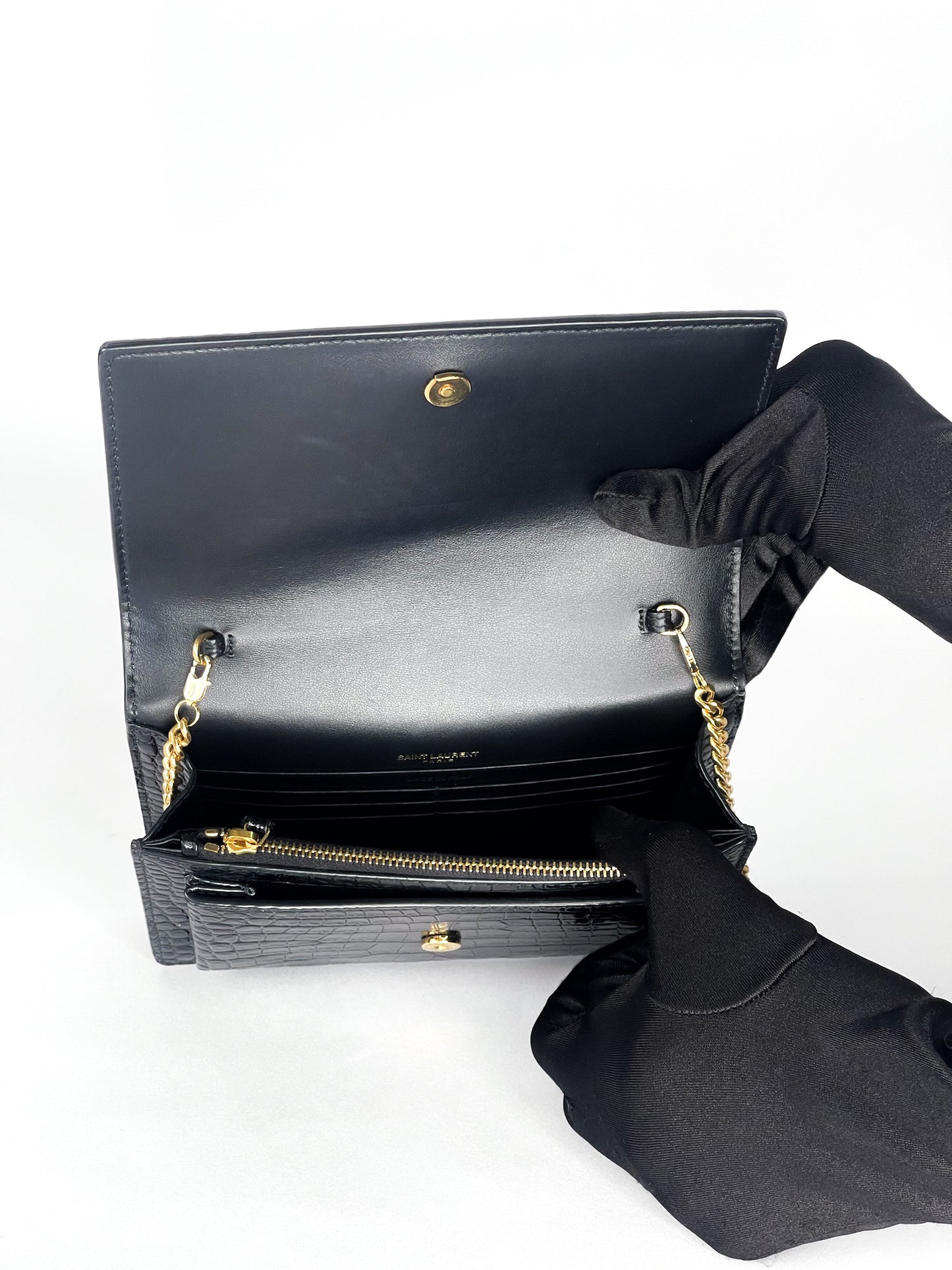 Saint Laurent Sunset Crocodile Embossed Mini Bag