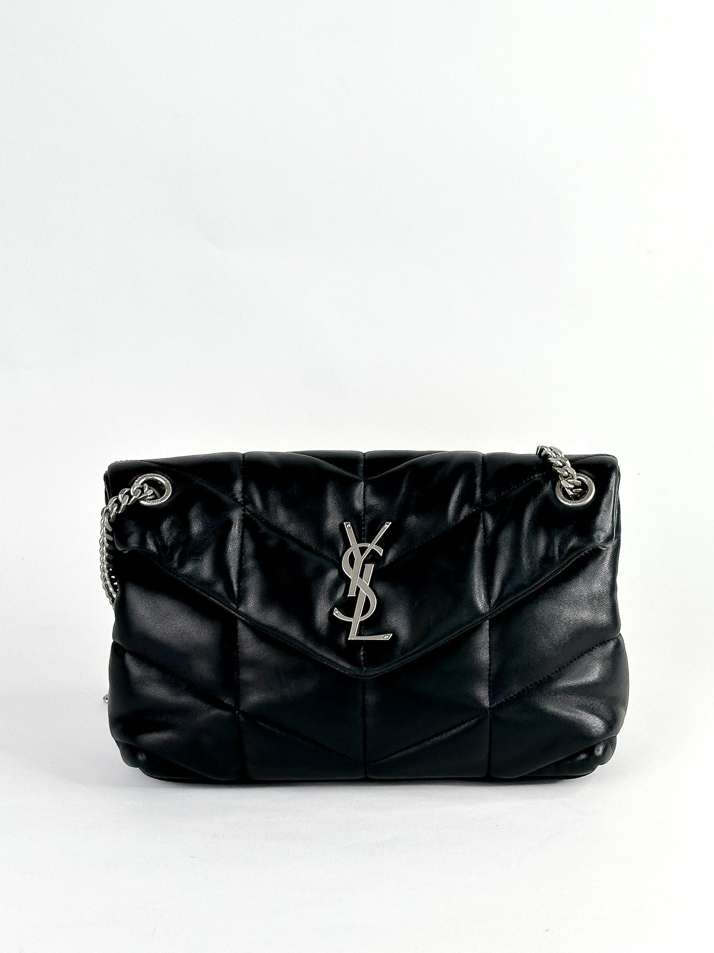 Saint Laurent Black Quilted Lambskin Small Loulou Puffer Bag