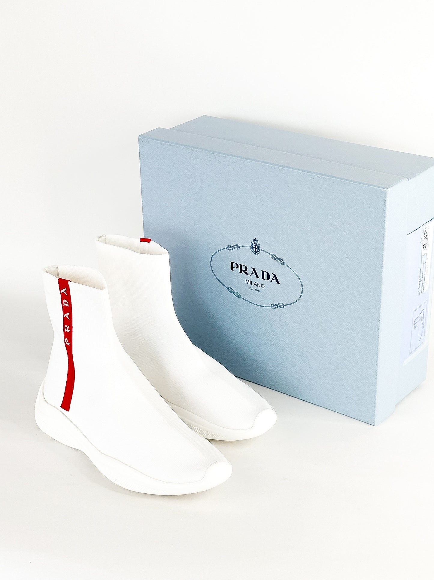 Prada America’s Cup Logo Sock Sneakers Size 35