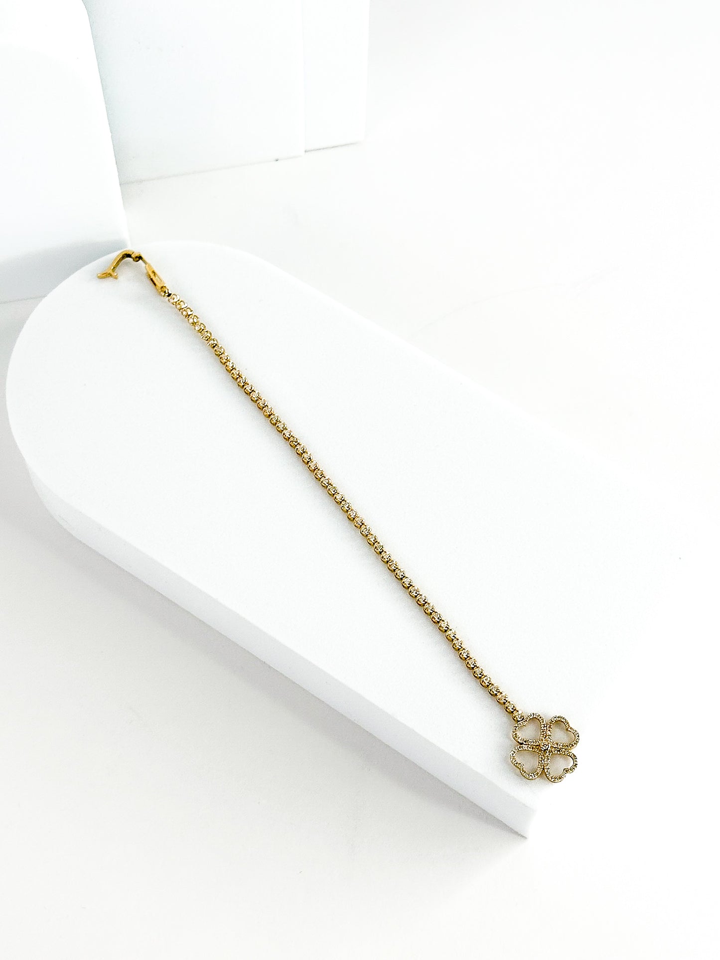 18K Gold Four Leaf Clover Diamond Bracelet