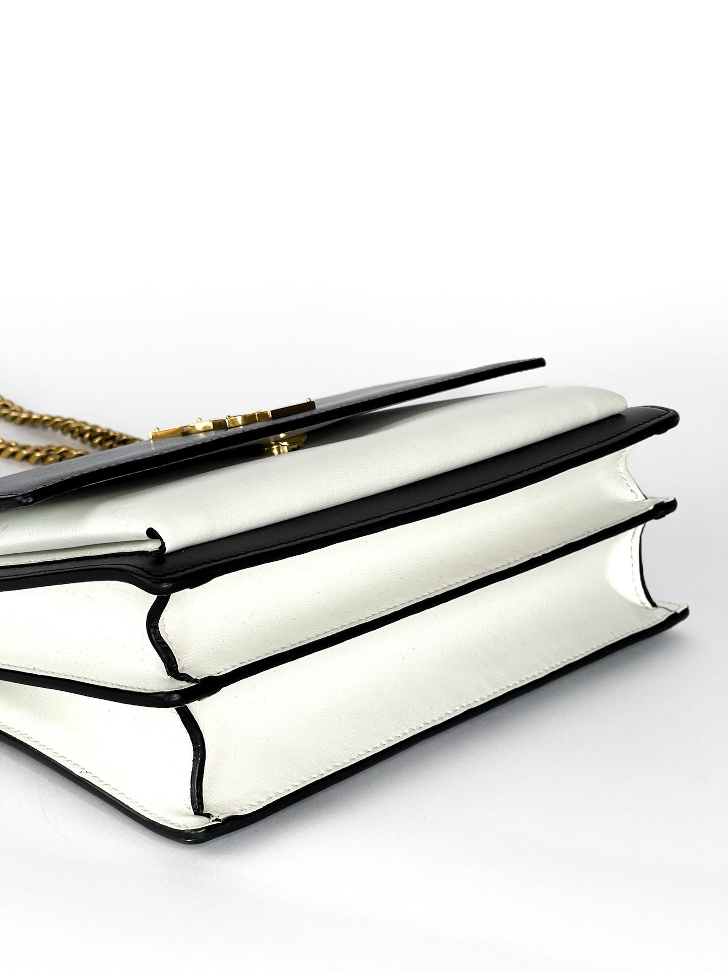 Saint Laurent Calfskin Bi-Color Medium Monogram Sunset Black Pearl White