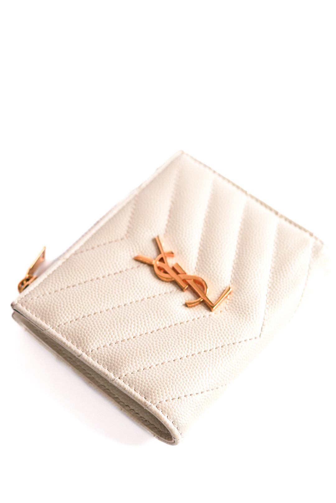 Saint Laurent Cassandre Matelassé Bifold Wallet in Grain De Poudre Leather