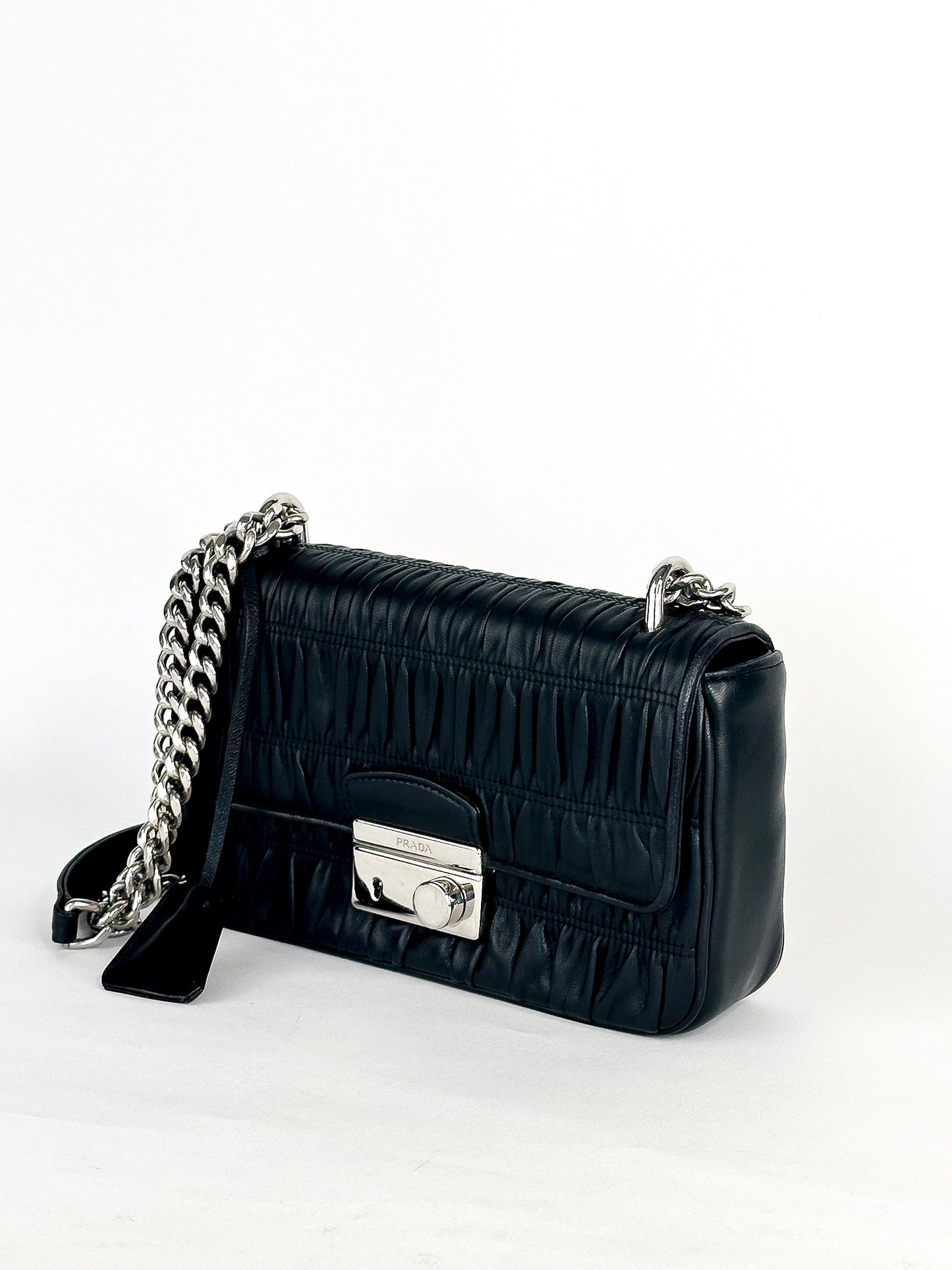 Prada Nappa Gaufre Chain Flap Black