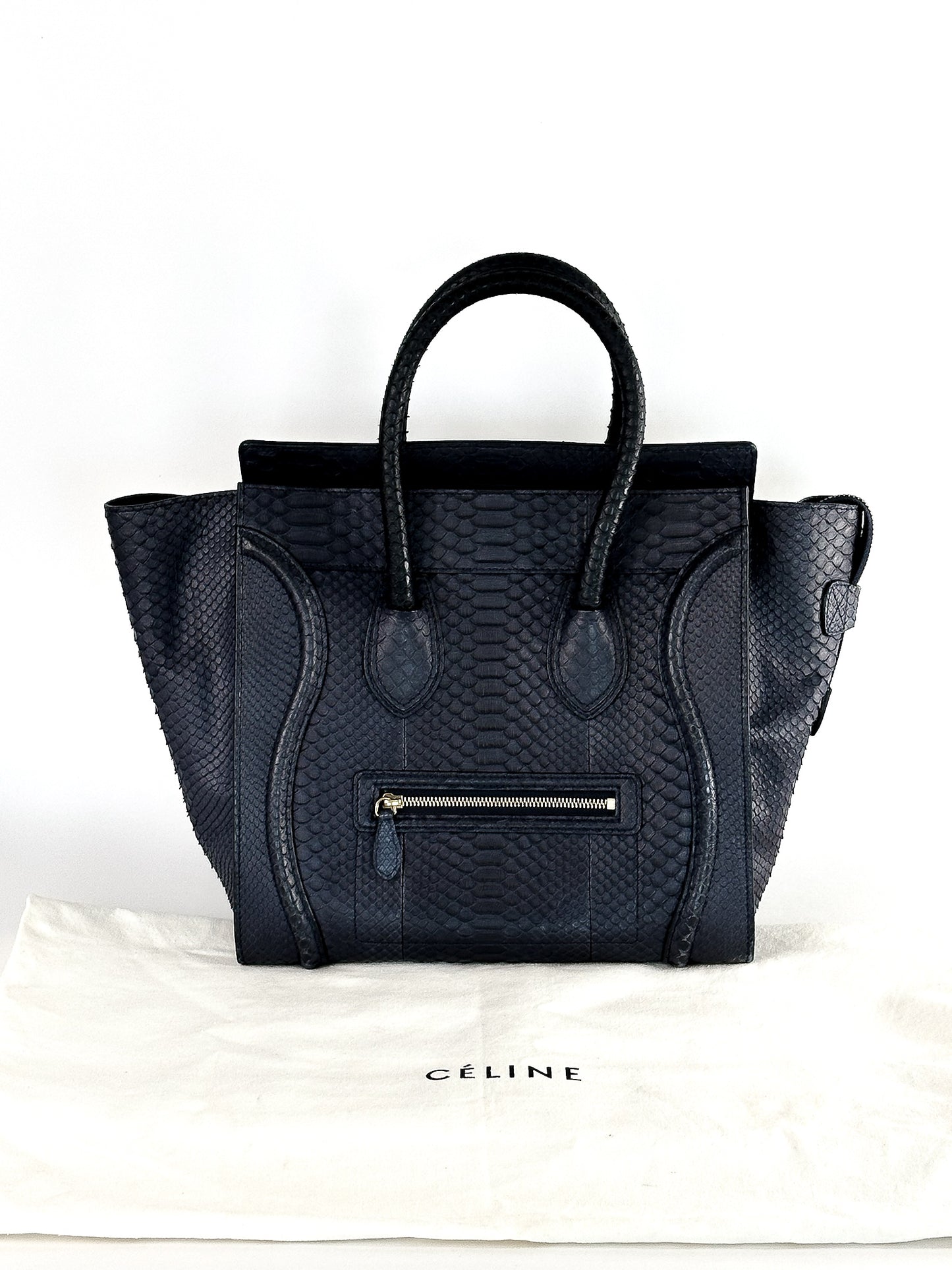 Celine Python Medium Phantom Luggage Tote Navy Blue