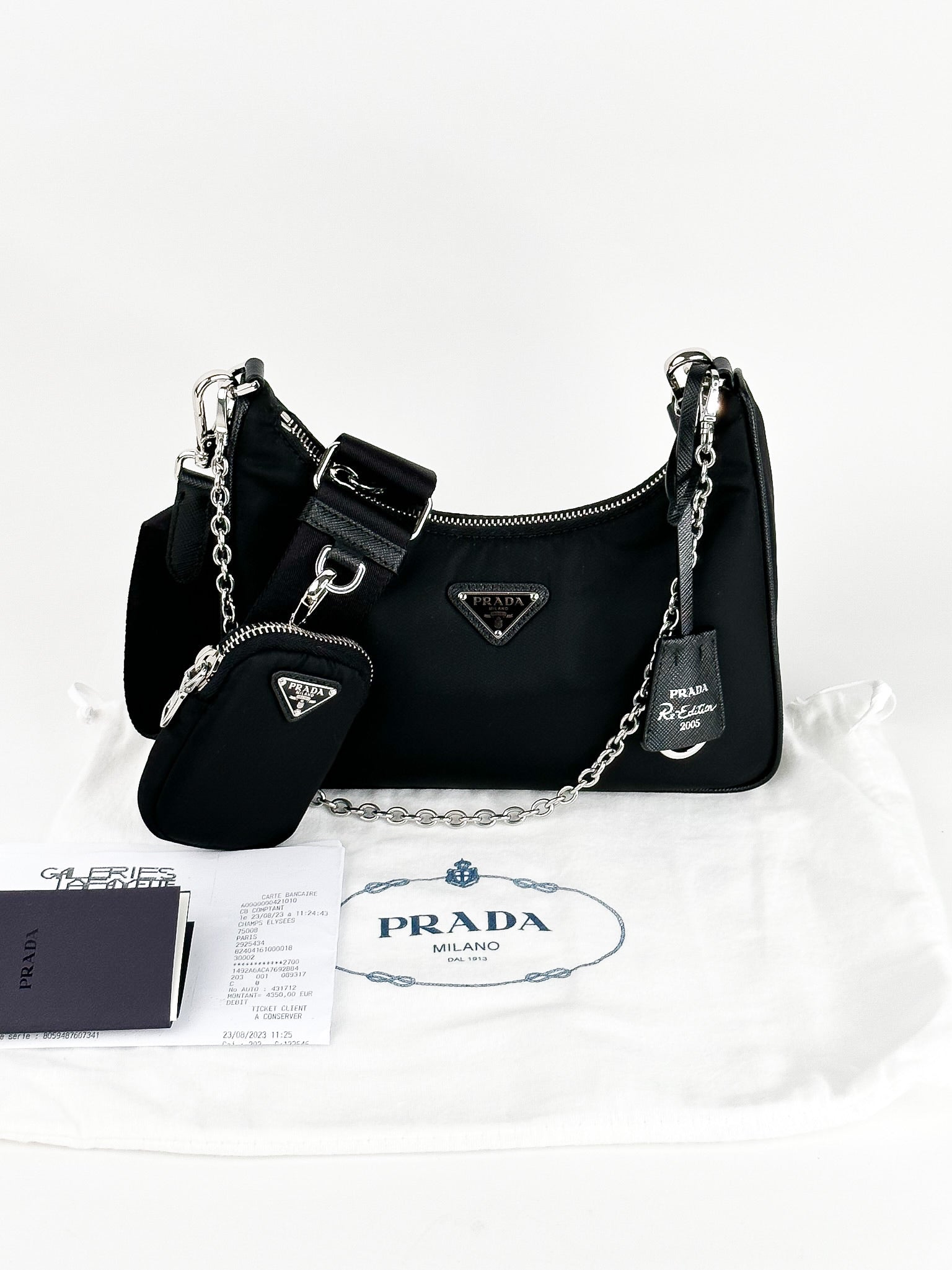 Prada Multiple Pochette Re-edition 2005 Black Nylon Bag