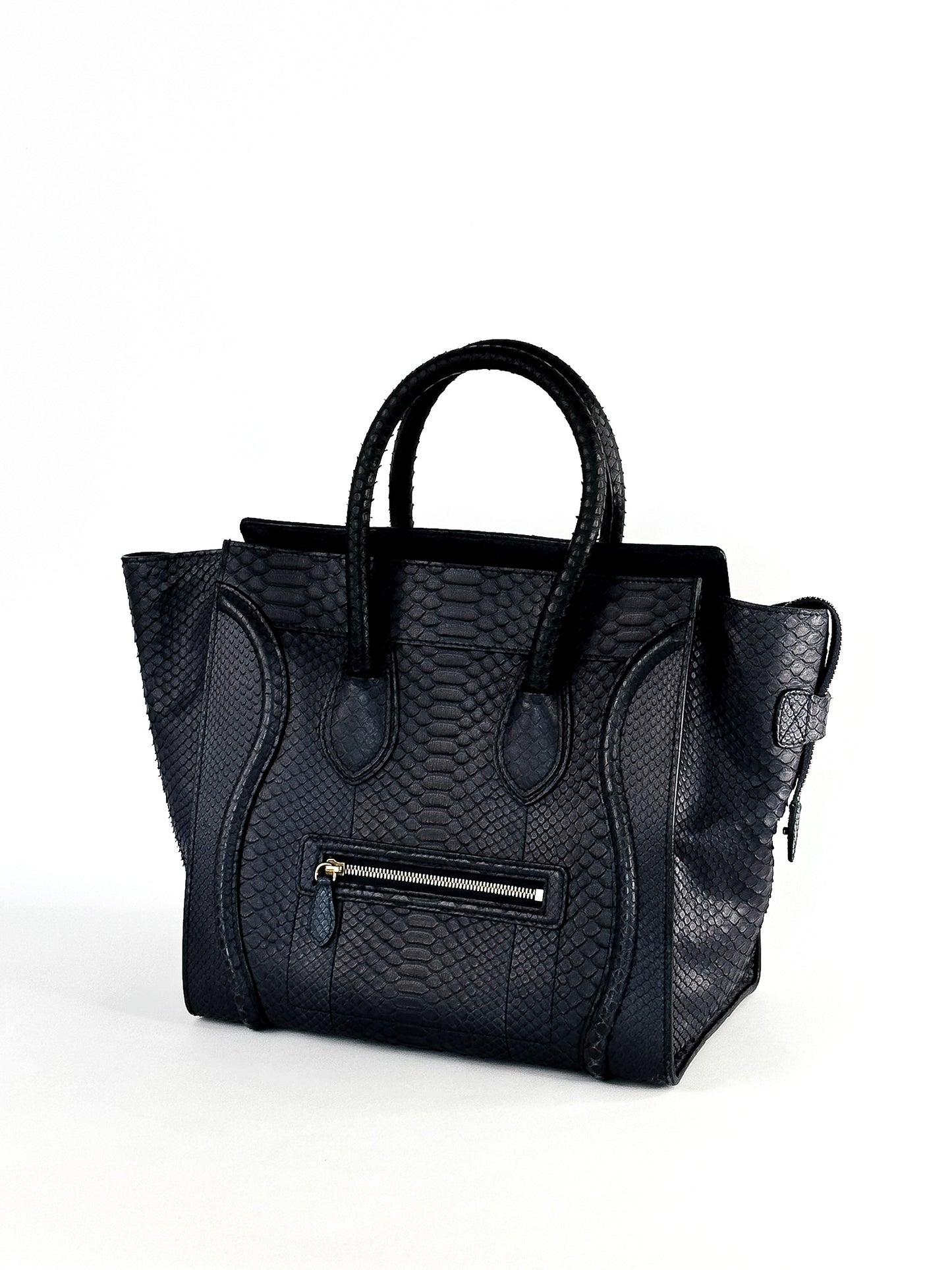 Celine Python Medium Phantom Luggage Tote Navy Blue