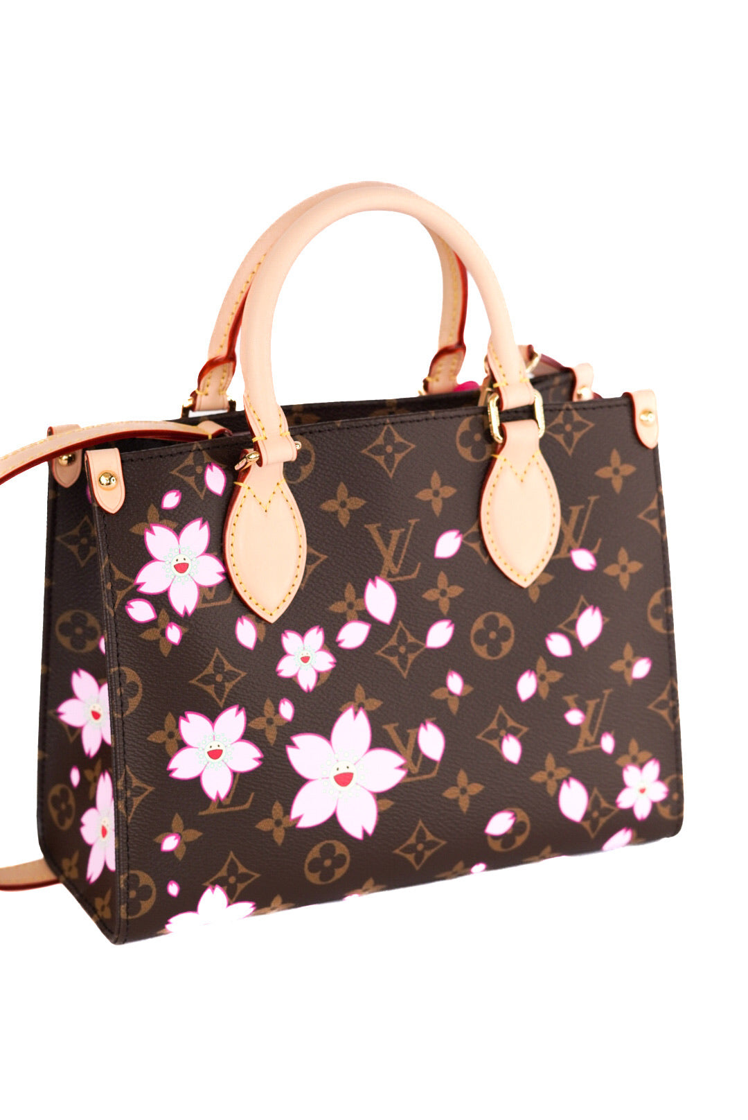 Louis Vuitton X Takashi Murakami Monogram Cherry Blossom Onthego PM Sakura Brown