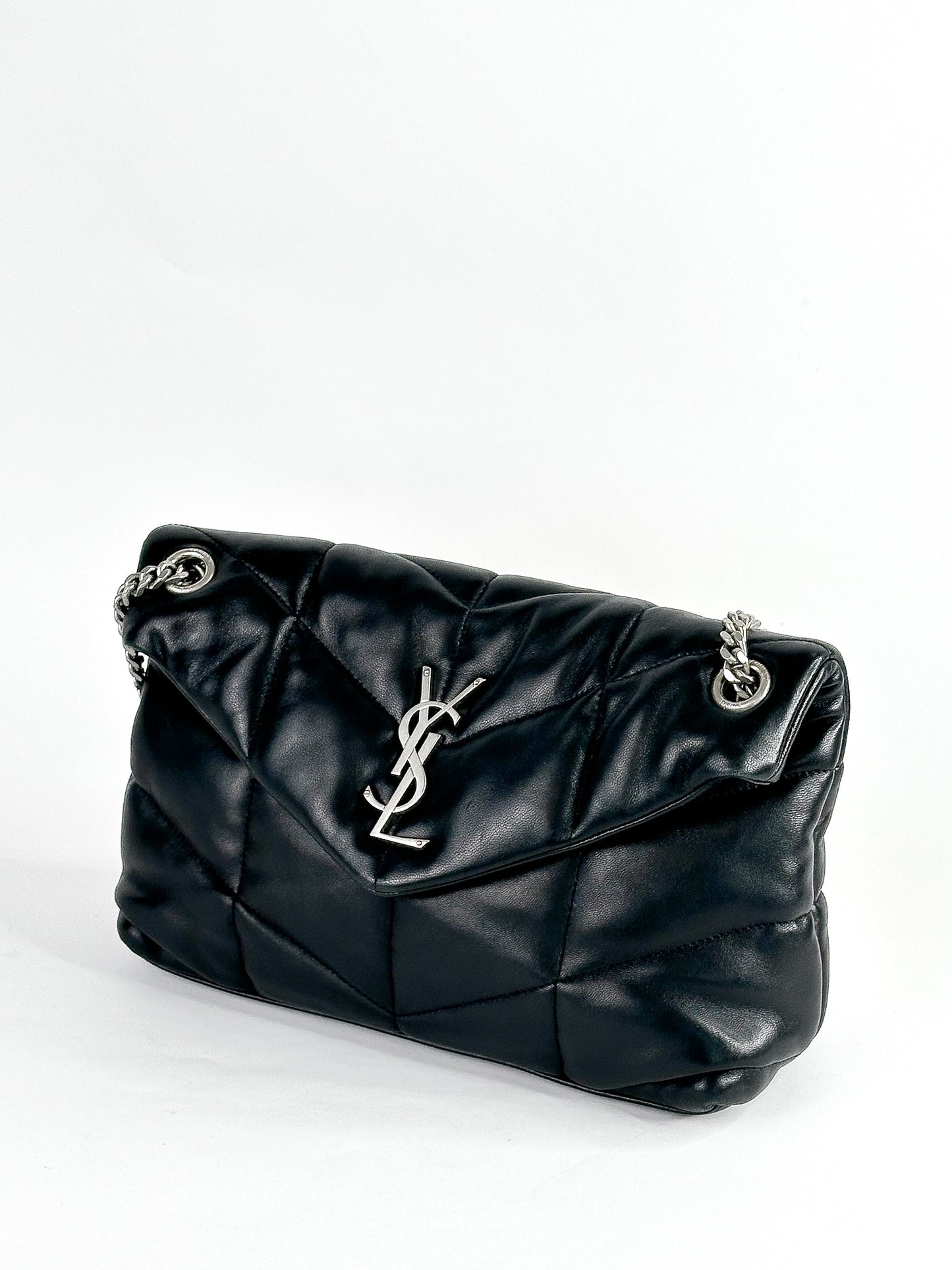 Saint Laurent Black Quilted Lambskin Small Loulou Puffer Bag