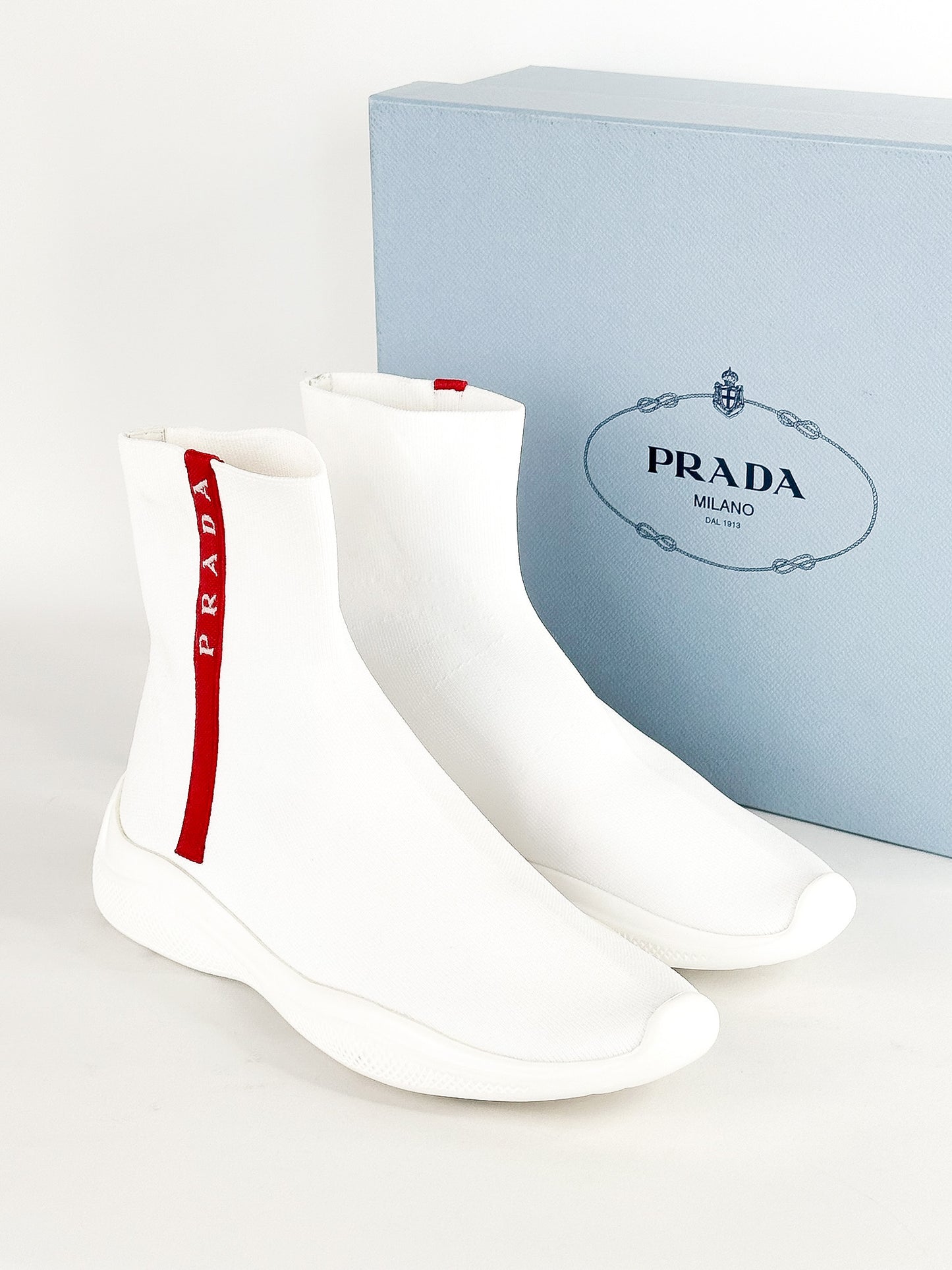 Prada America’s Cup Logo Sock Sneakers Size 35