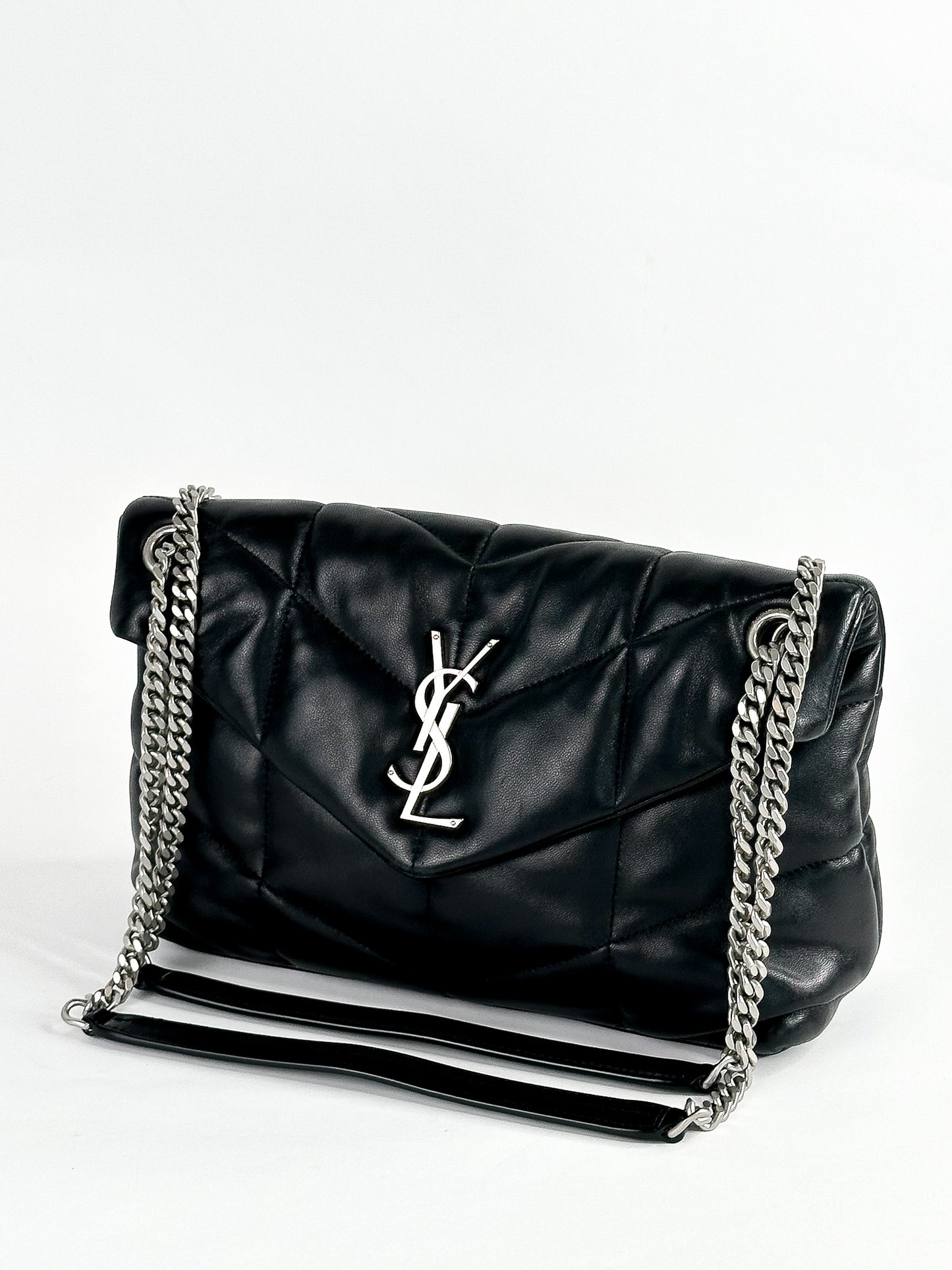 Saint Laurent Black Quilted Lambskin Small Loulou Puffer Bag