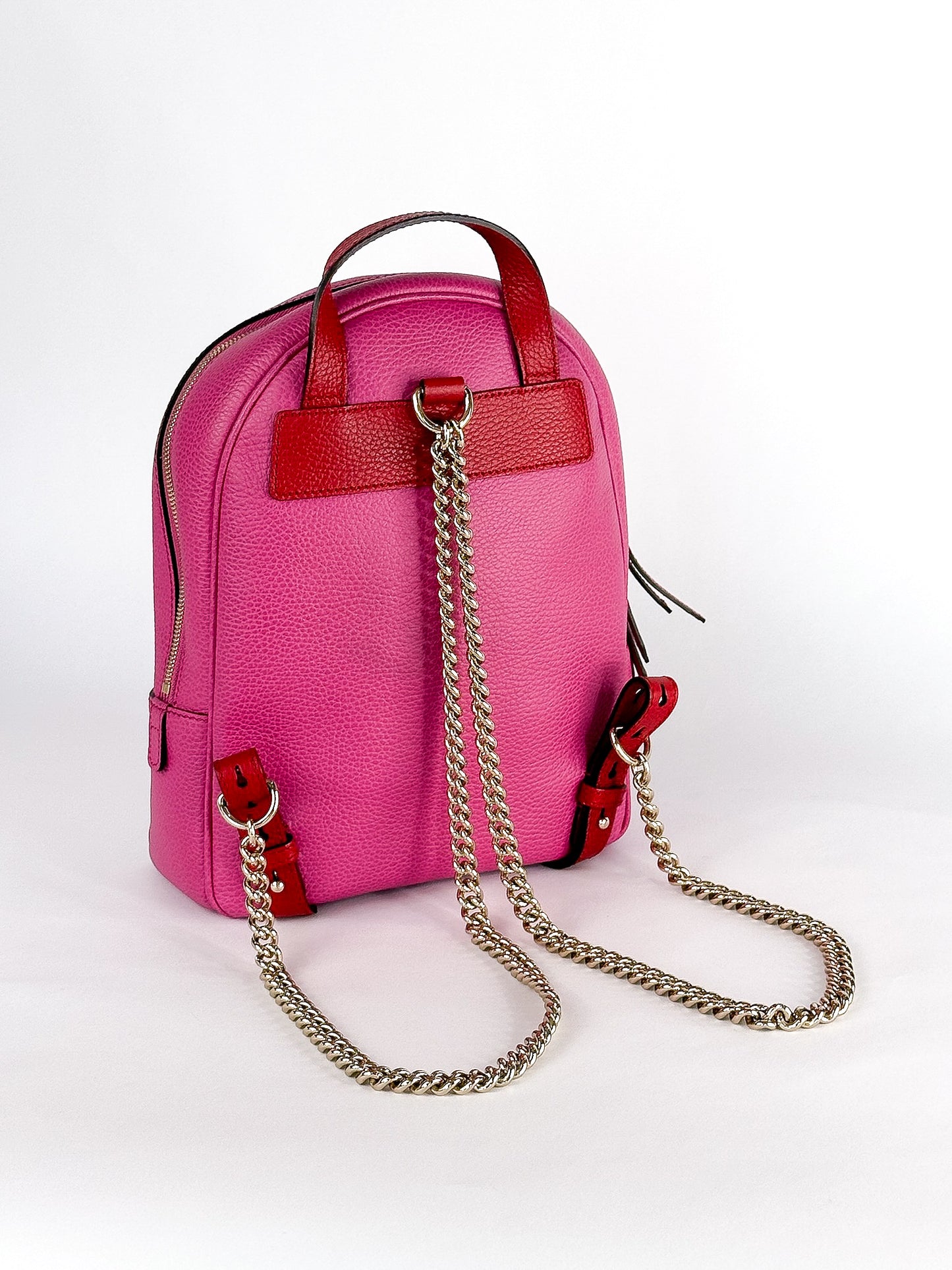 Gucci Pink Red Soho Chain Backpack
