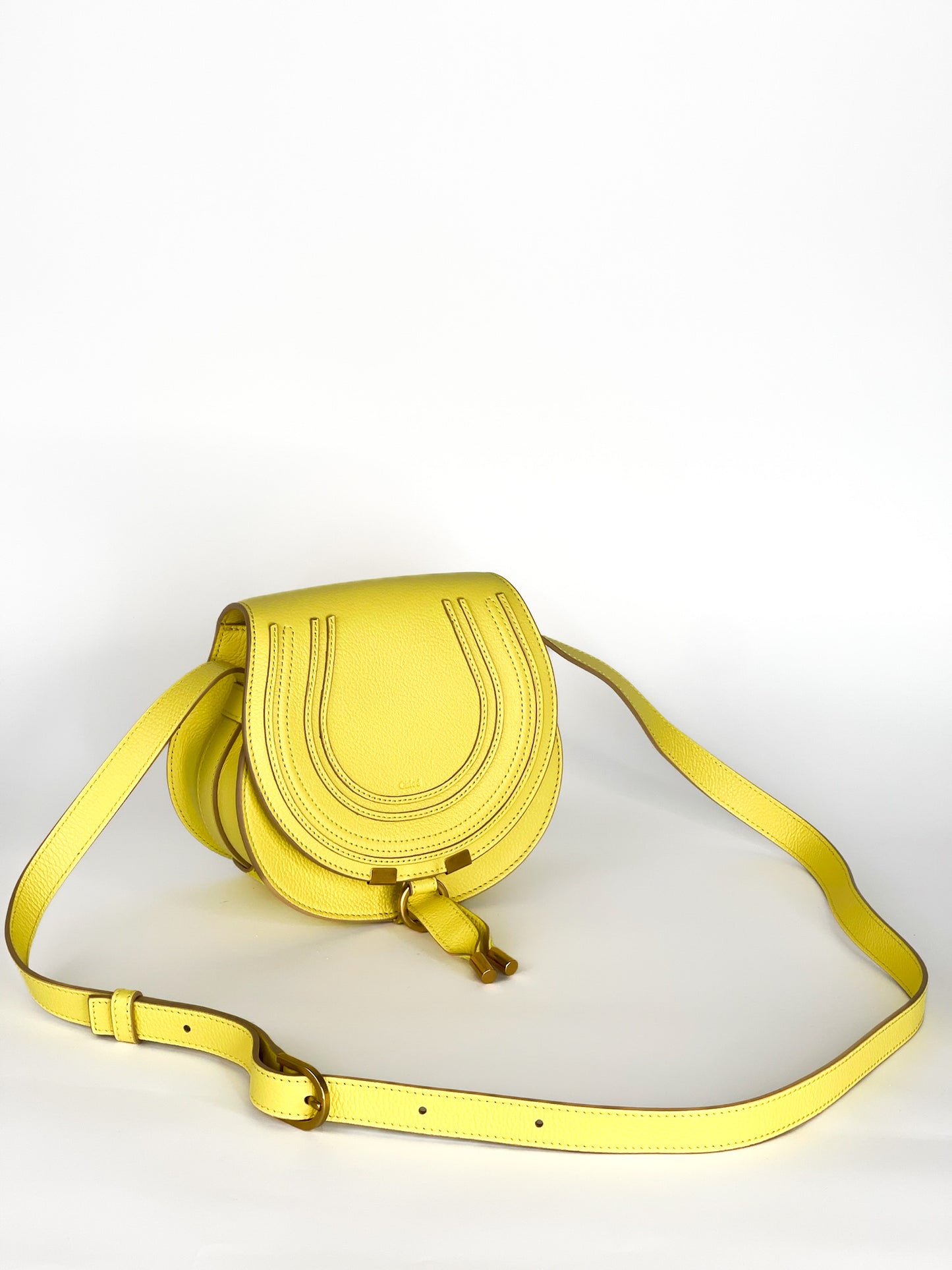 Chloe Yellow Grained Leather Mini Marcie Bag