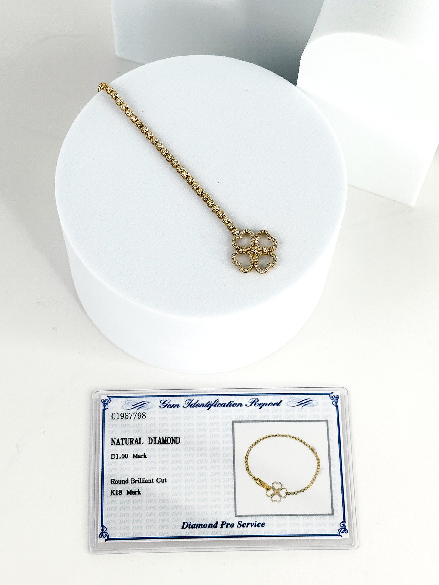 18K Gold Four Leaf Clover Diamond Bracelet