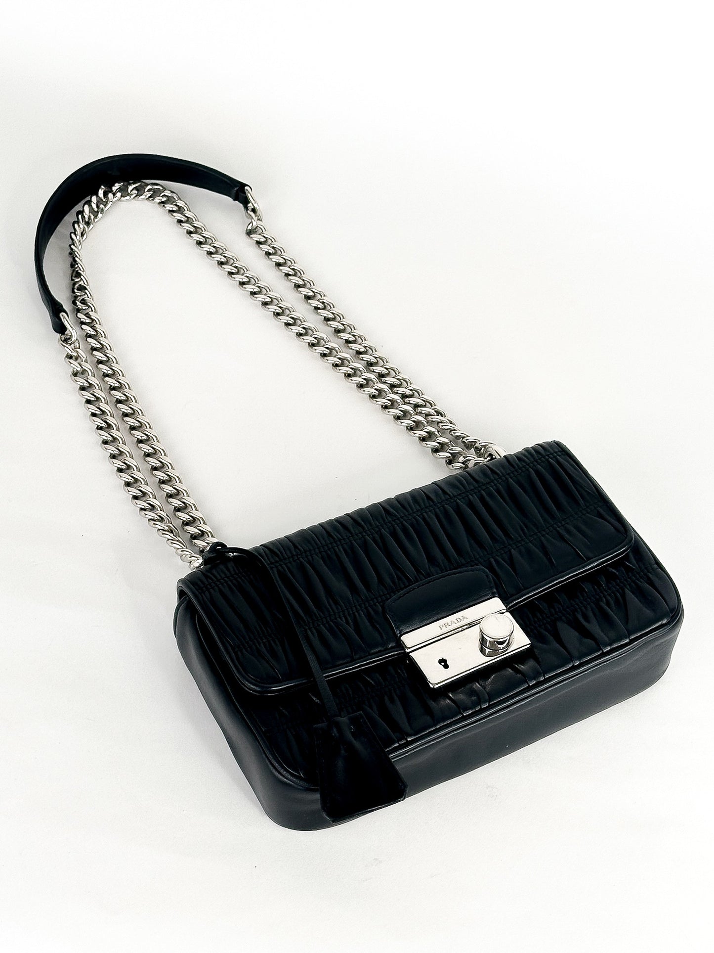 Prada Nappa Gaufre Chain Flap Black