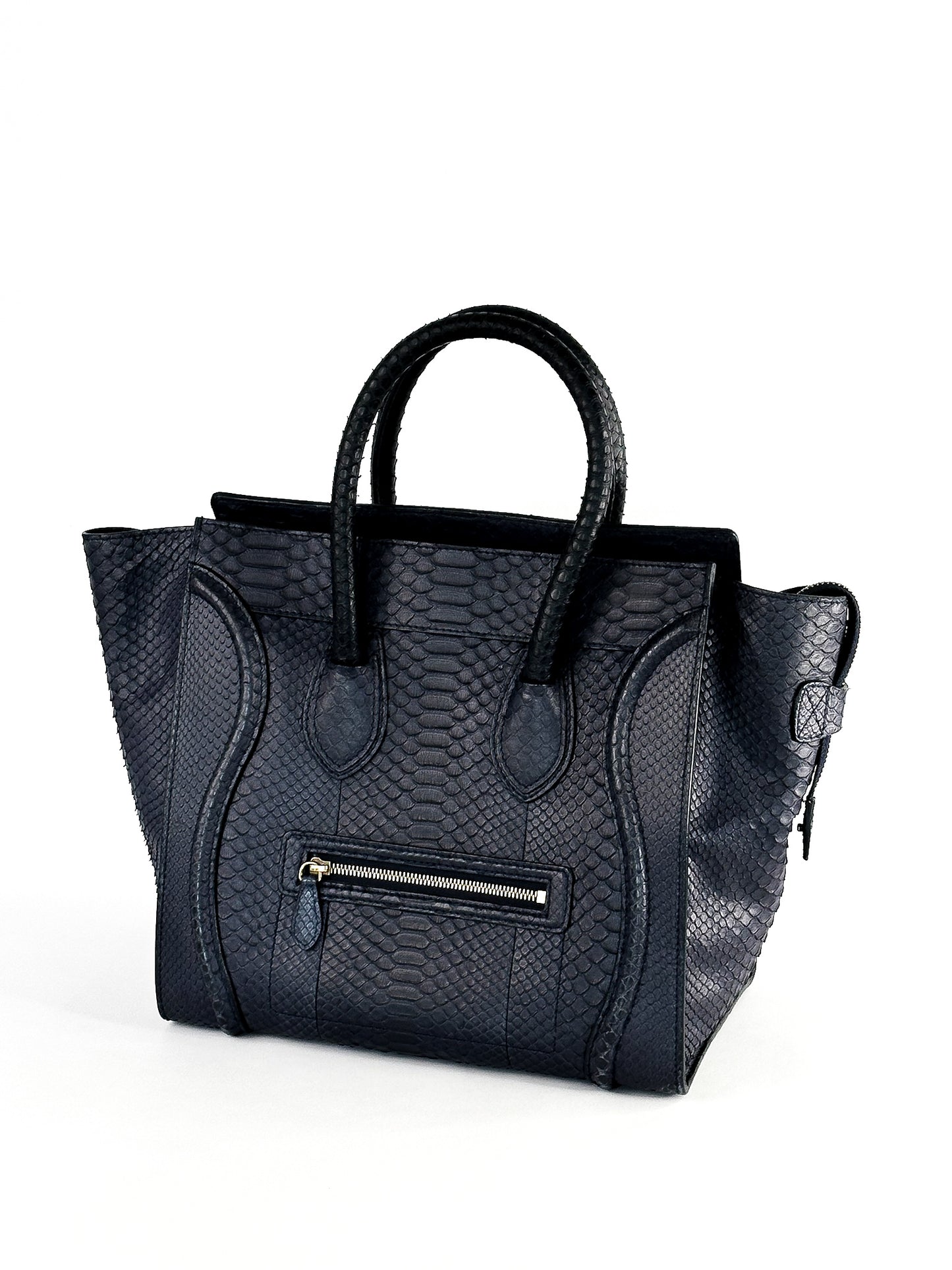 Celine Python Medium Phantom Luggage Tote Navy Blue