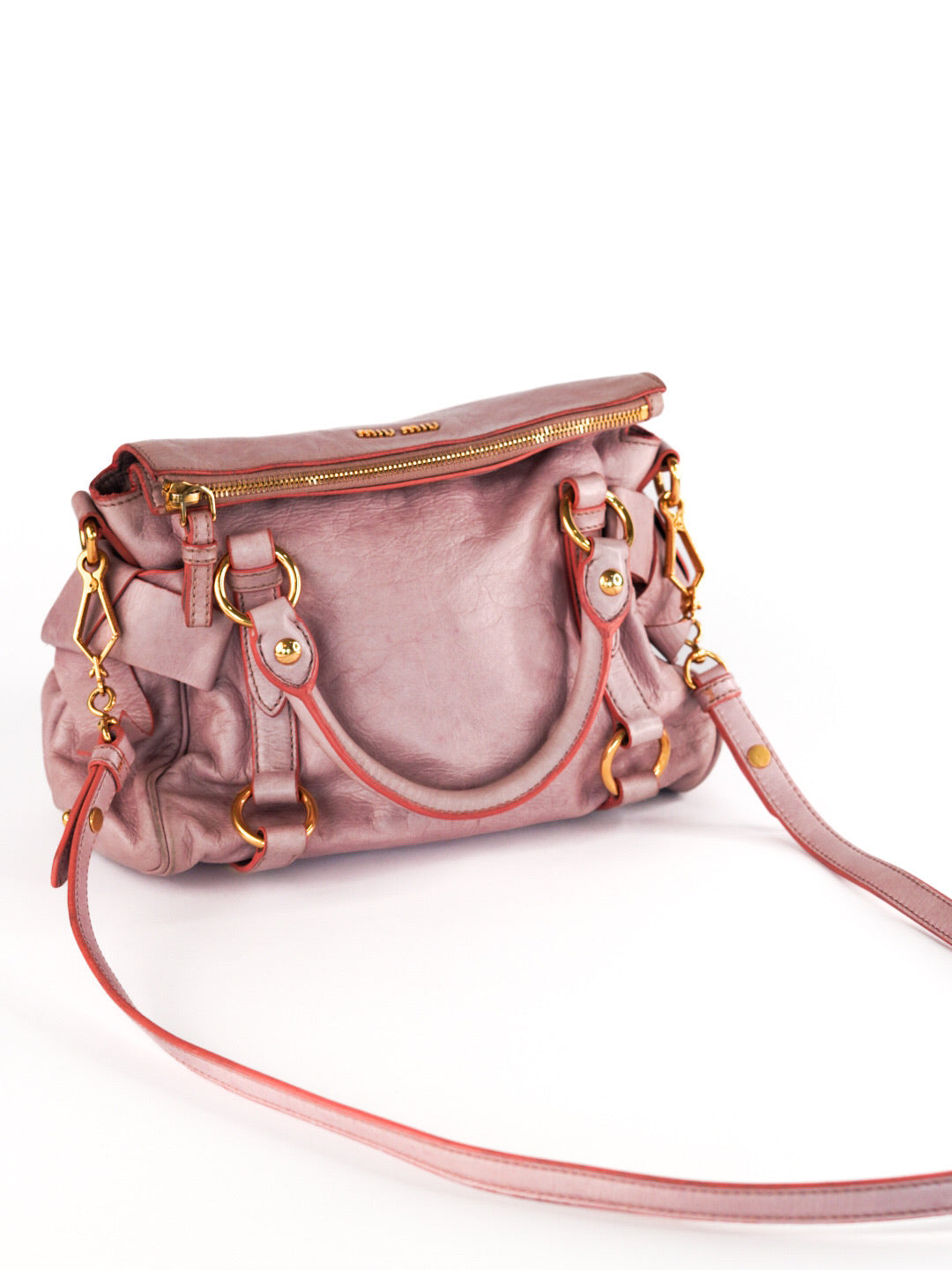 Miu Miu Vitello Lux Mini Bow Bag Mughetto
