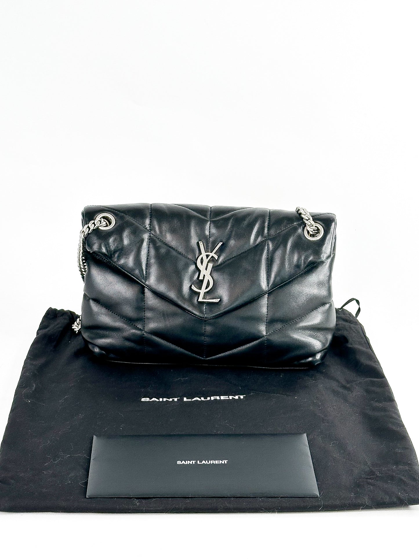 Saint Laurent Black Quilted Lambskin Small Loulou Puffer Bag