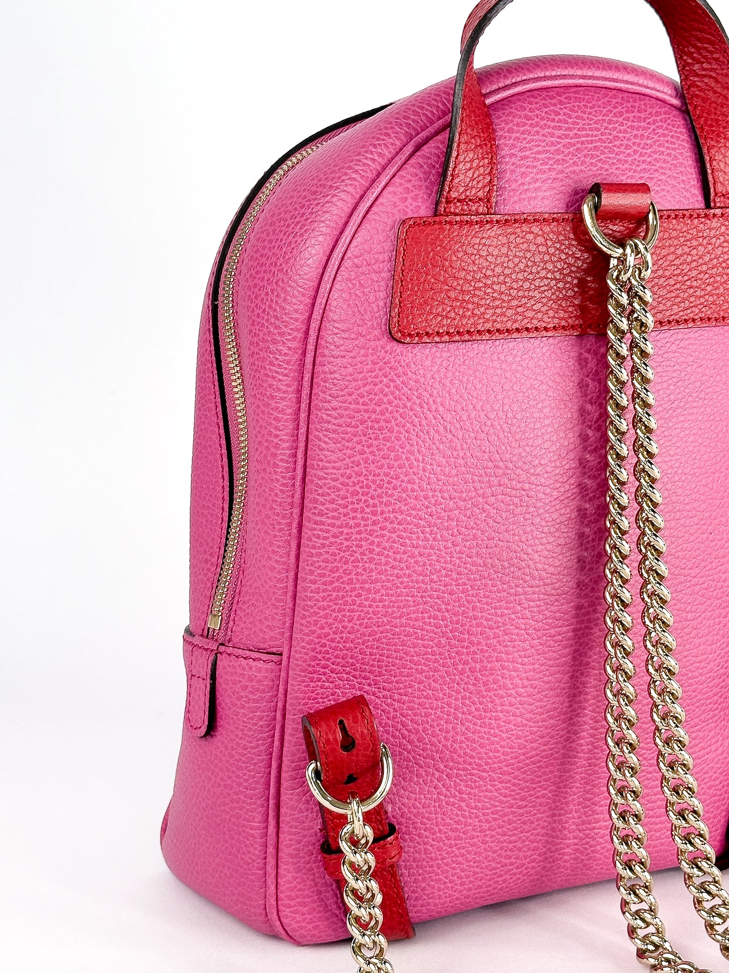 Gucci Pink Red Soho Chain Backpack