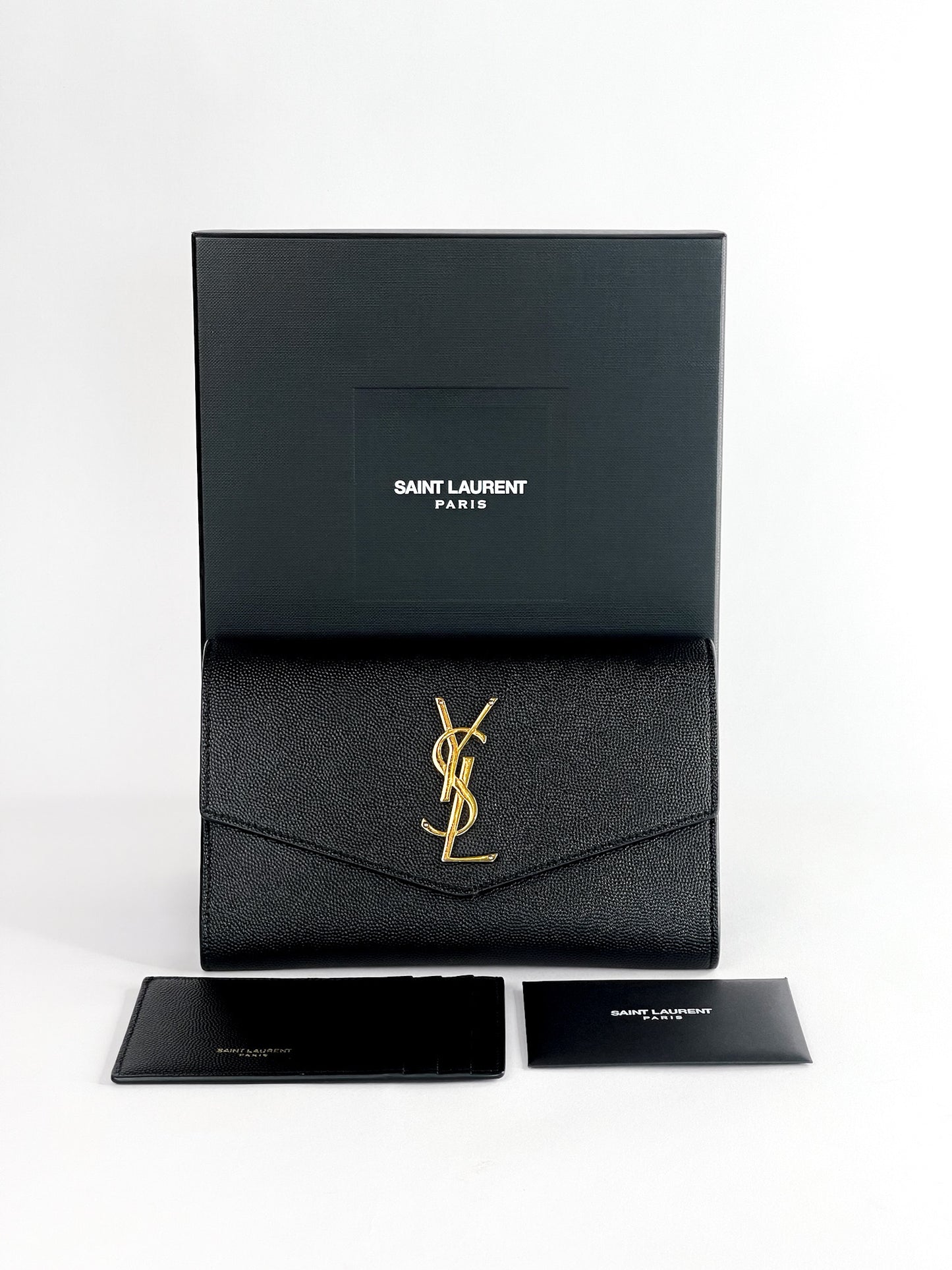 Saint Laurent Uptown Leather Wallet on Chain Black