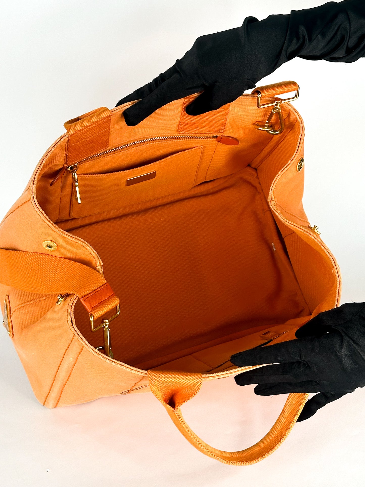 Prada Canapa Canvas Satchel Orange
