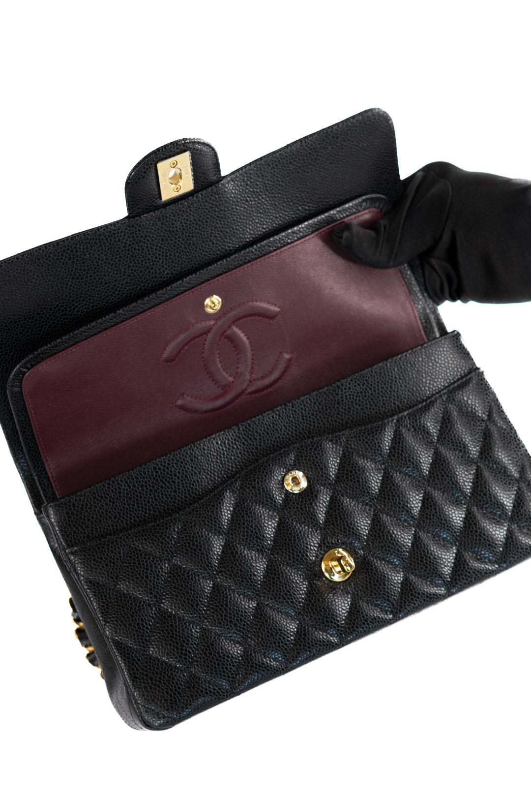Chanel Classic Double Flap Caviar Leather Gold Hardware