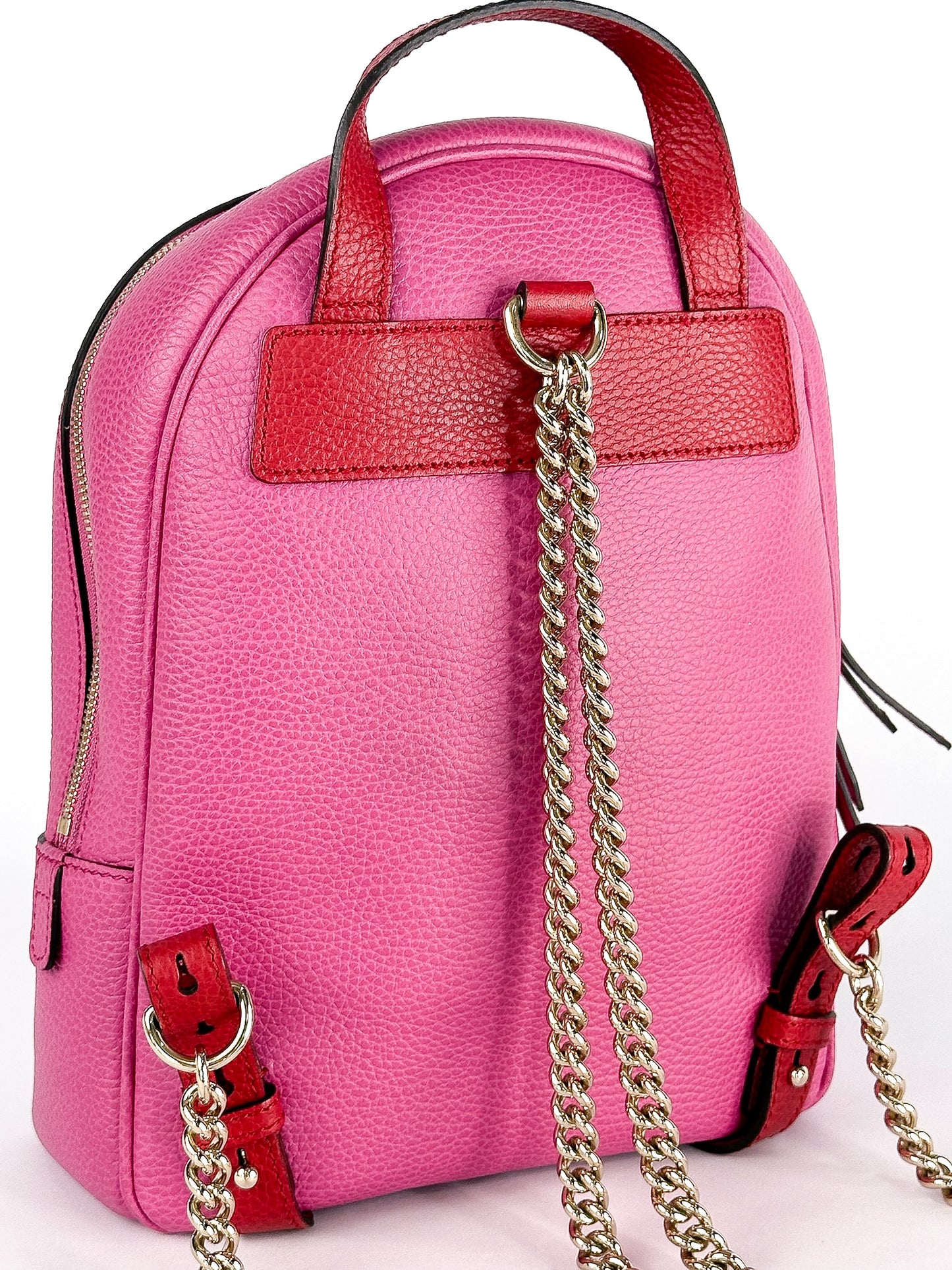 Gucci Pink Red Soho Chain Backpack