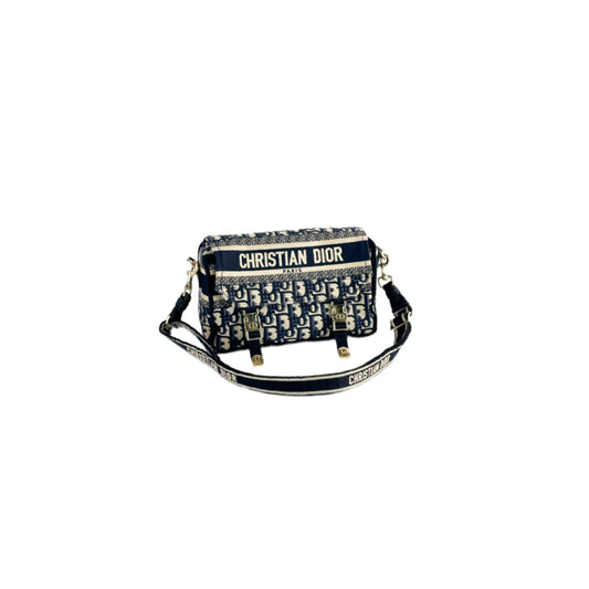 Christian Dior Camp Bag Blue Oblique Small Embroidery