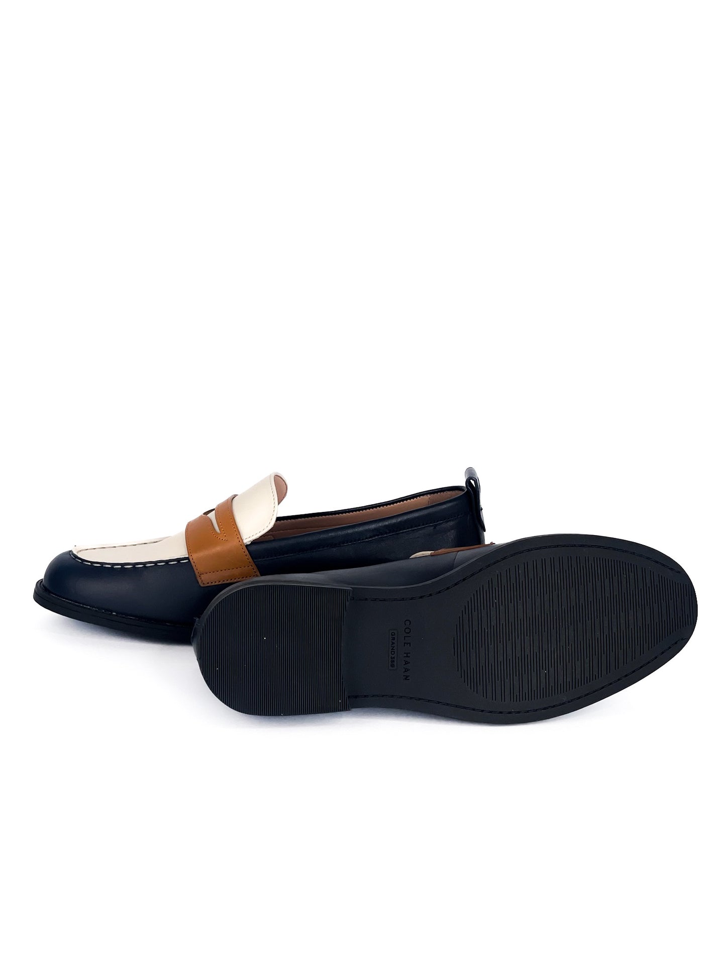 Cole Haan Leather Stassi Penny Loafer Black & White Size 6