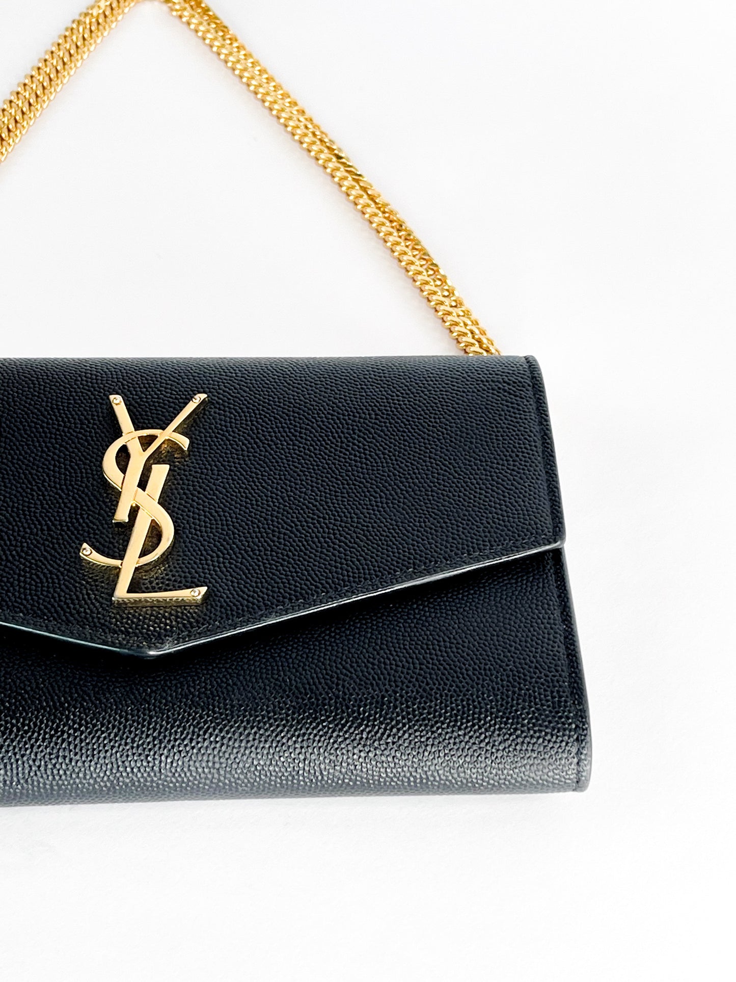 Saint Laurent Uptown Leather Wallet on Chain Black
