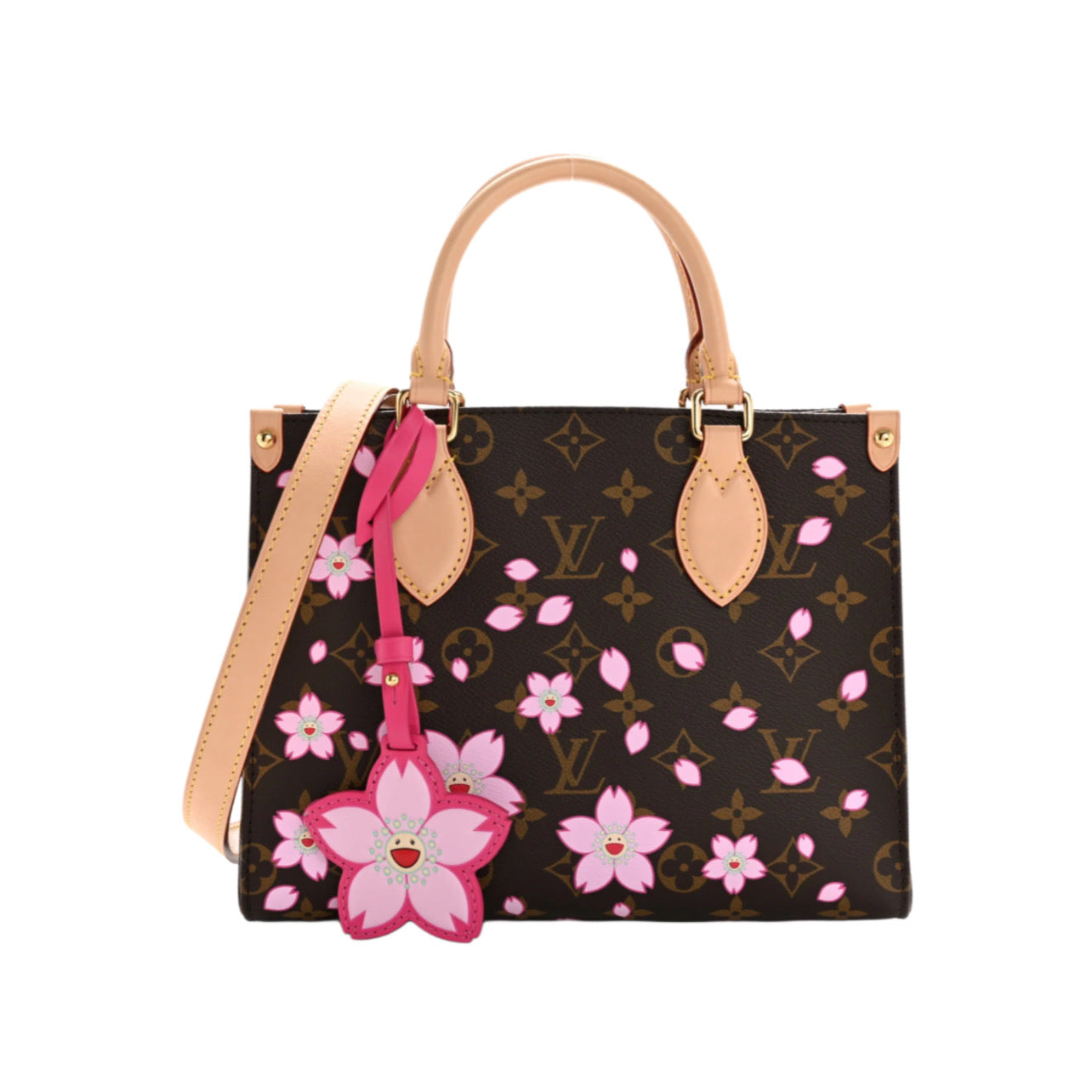 Louis Vuitton X Takashi Murakami Monogram Cherry Blossom Onthego PM Sakura Brown