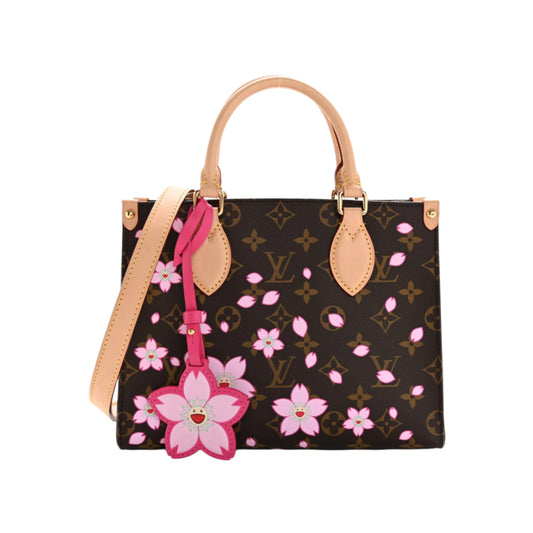 Louis Vuitton X Takashi Murakami Monogram Cherry Blossom Onthego PM Sakura Brown