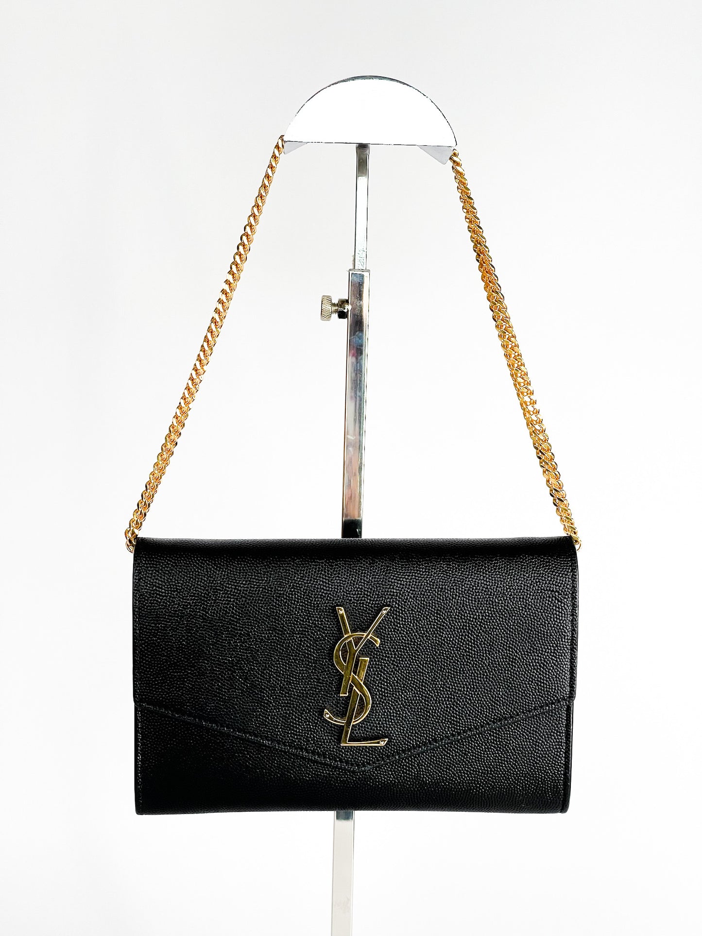 Saint Laurent Uptown Leather Wallet on Chain Black