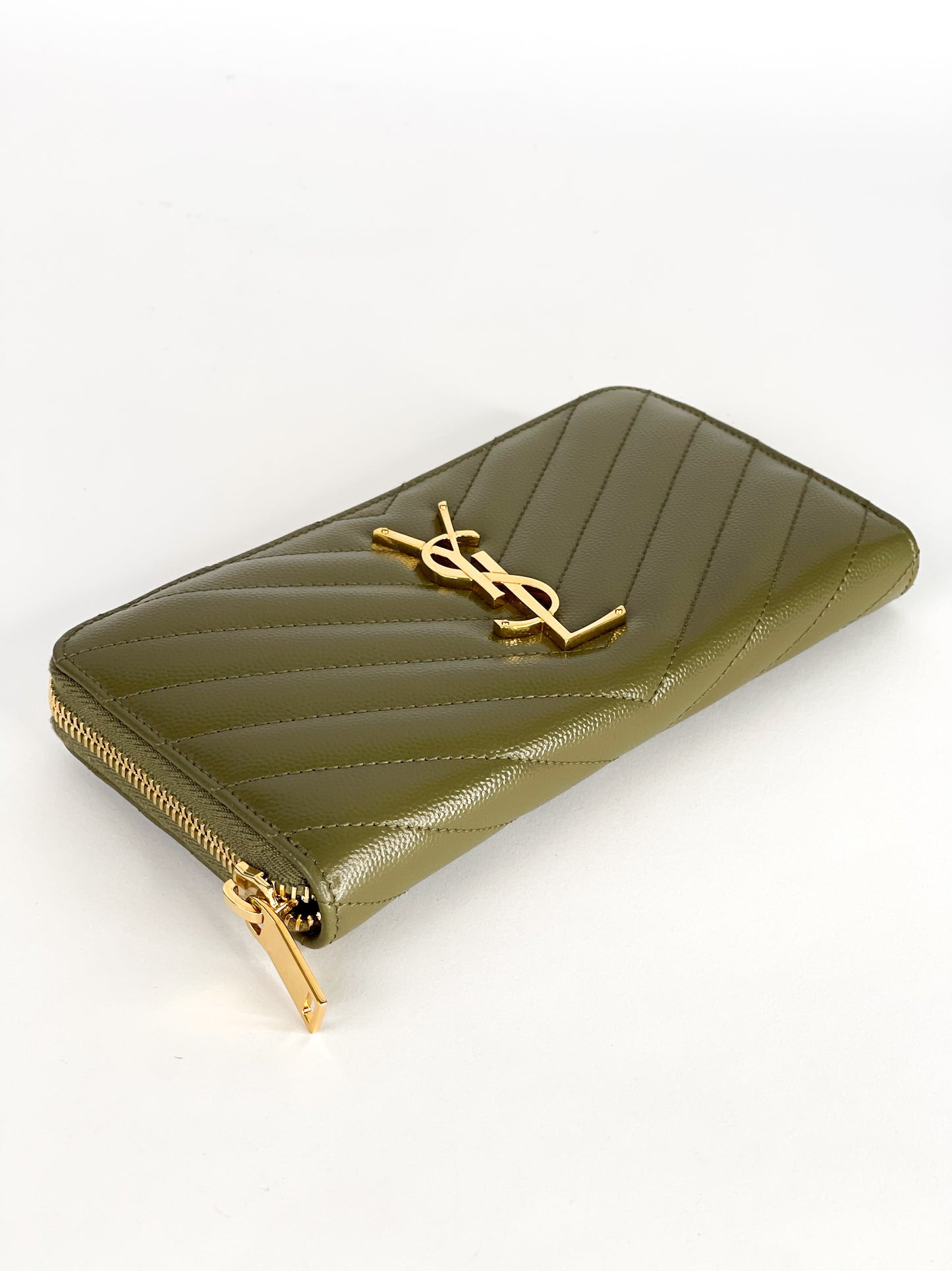 Saint Laurent Cassandre Matelasse Leather Zip Around Long Wallet