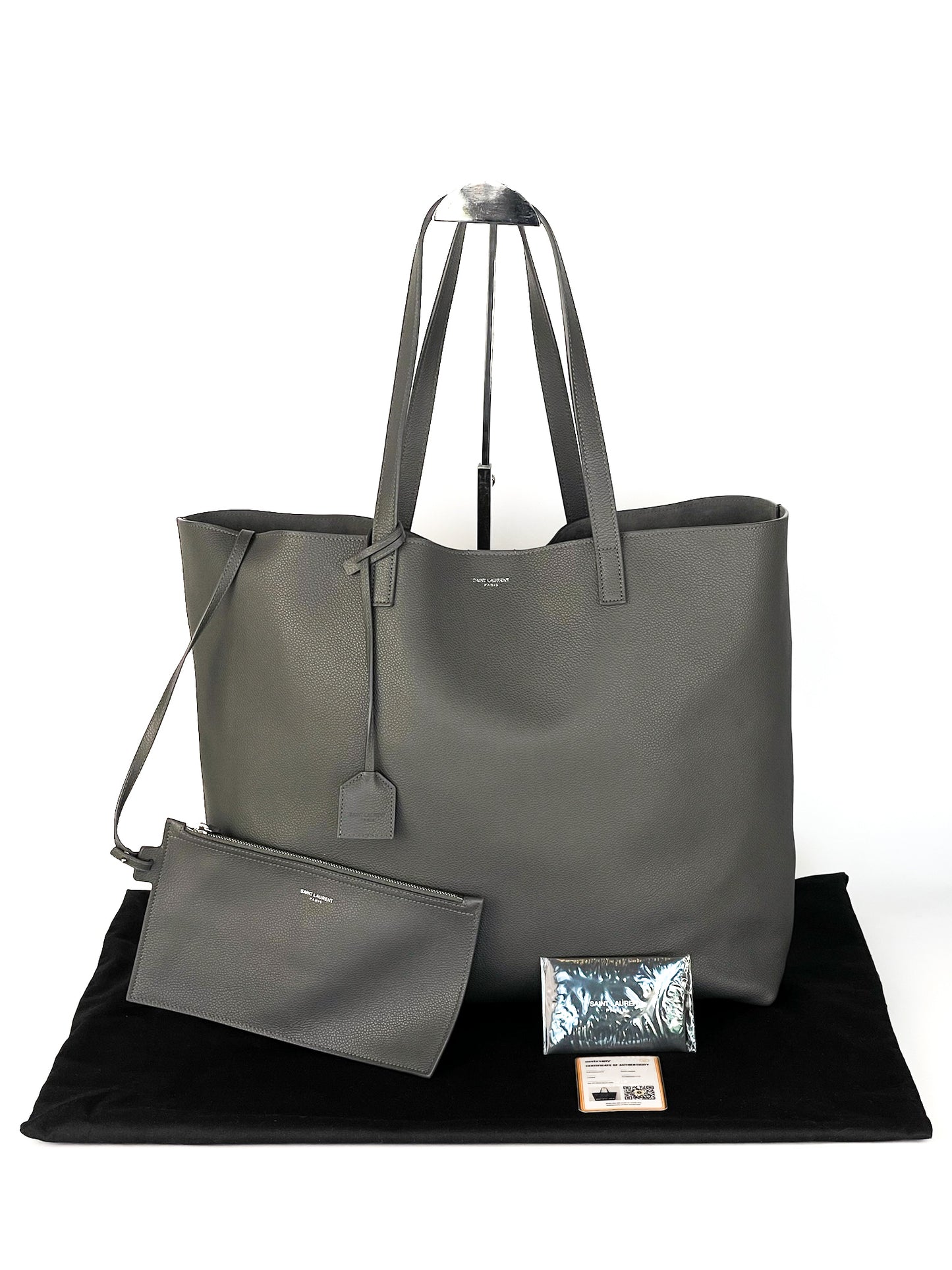 Saint Laurent Calfskin East West Shopping Tote Fog