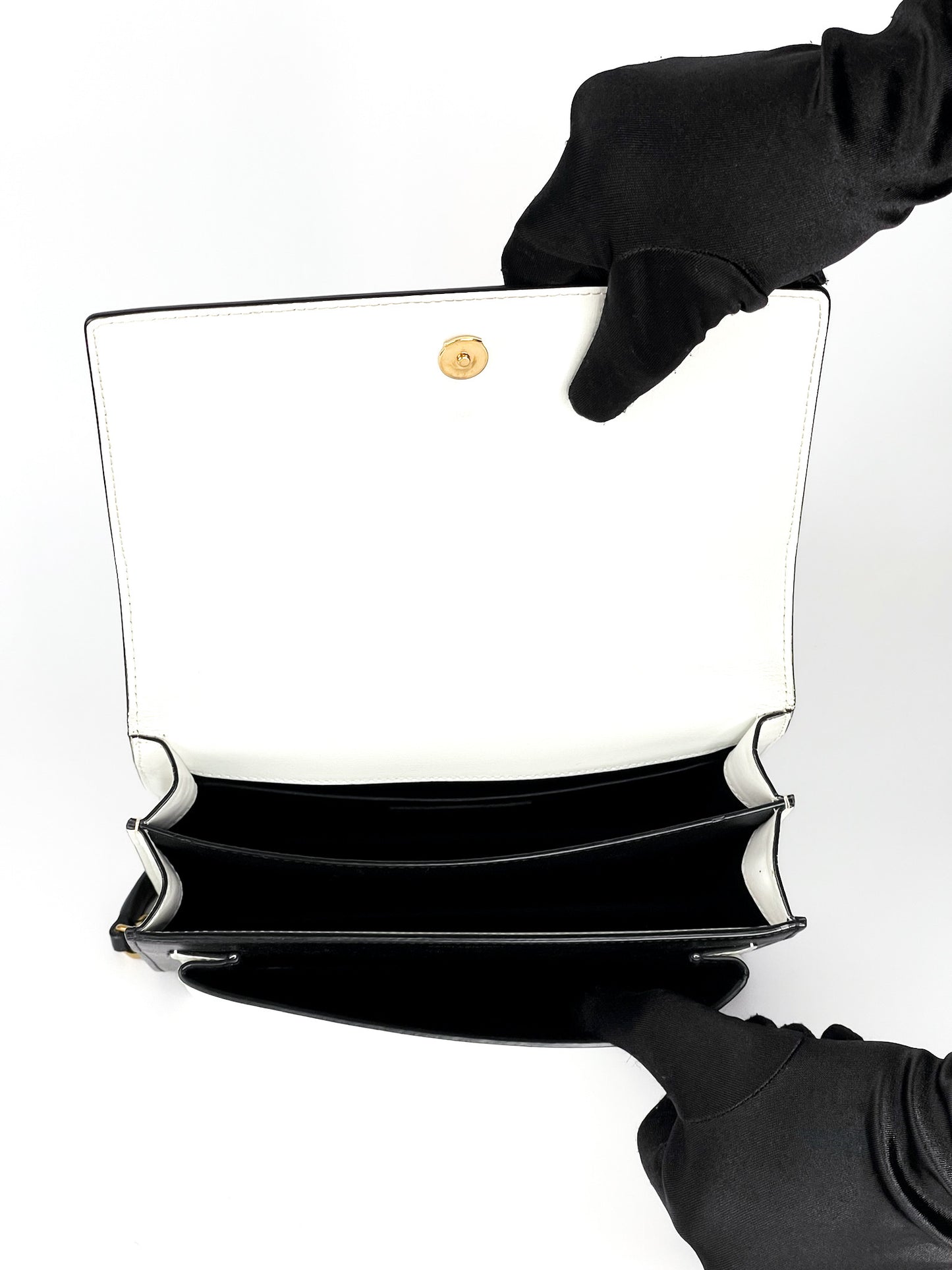 Saint Laurent Calfskin Bi-Color Medium Monogram Sunset Black Pearl White
