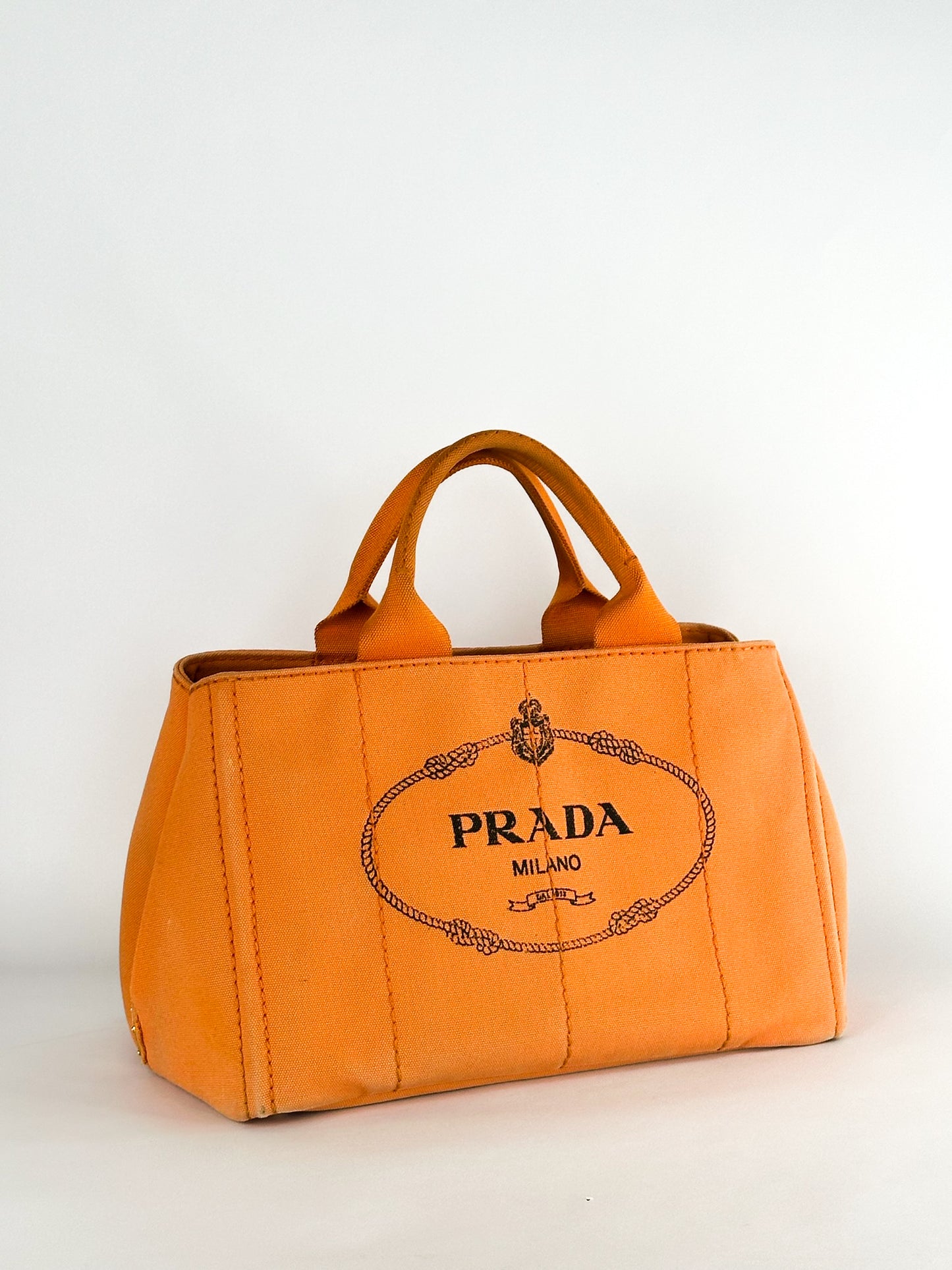Prada Canapa Canvas Satchel Orange