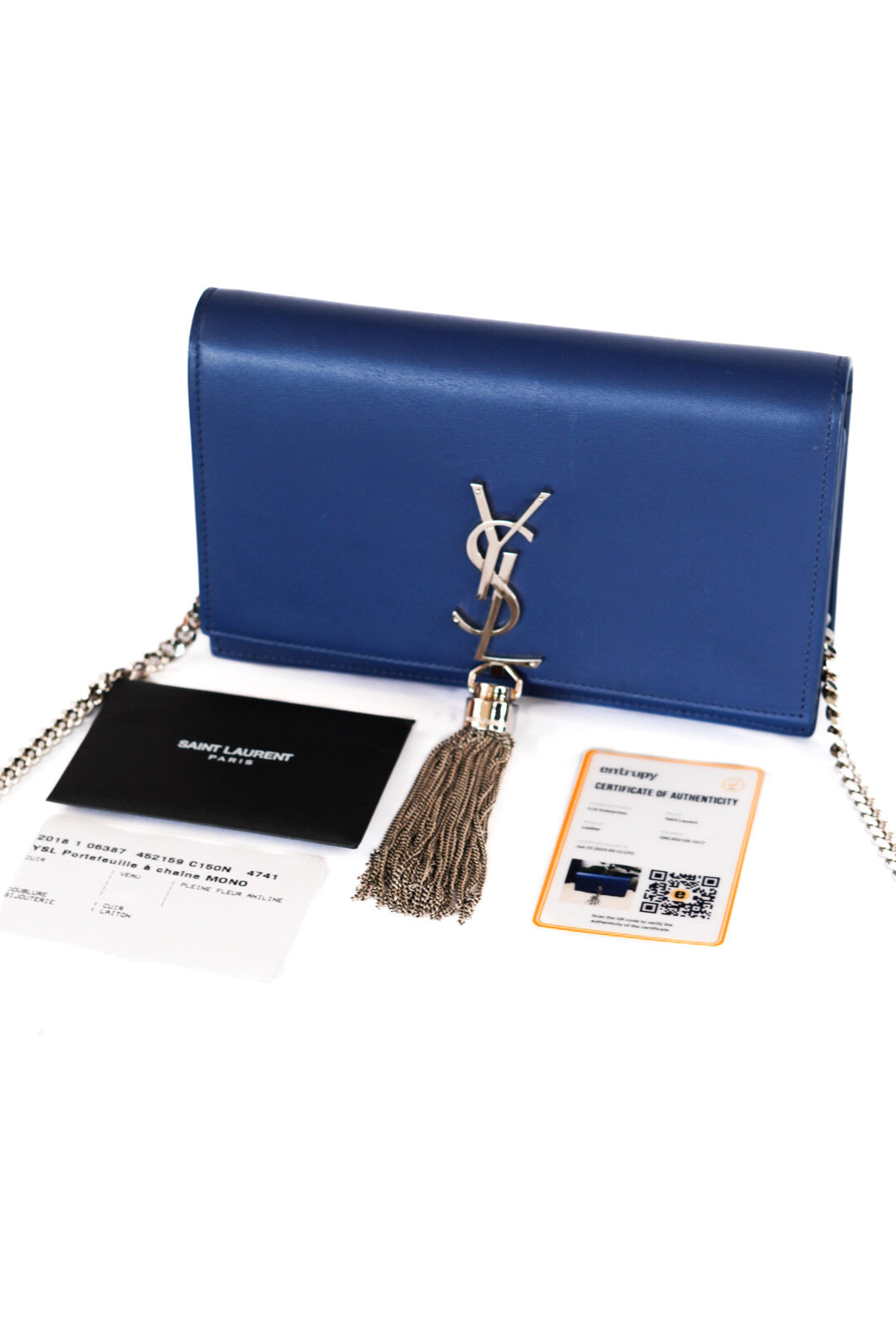 Yves Saint Laurent Saint Laurent Kate Monogram Leather Shoulder Bag Blue