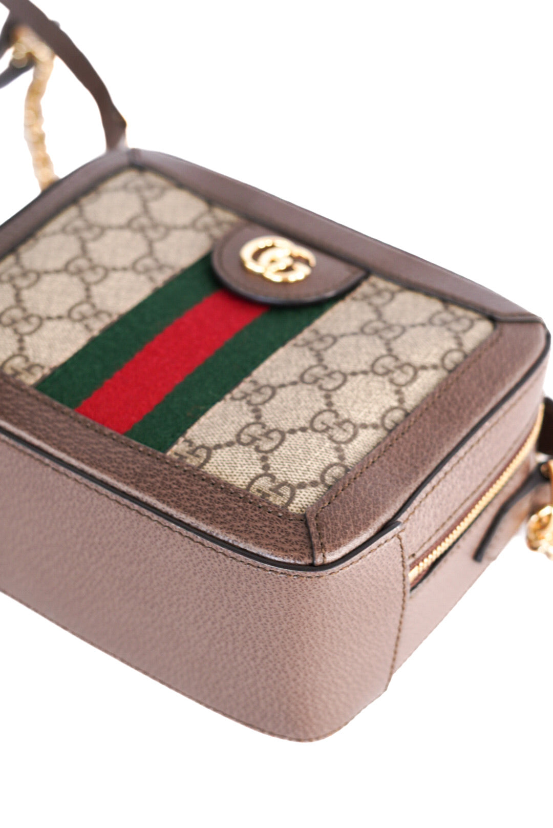 Gucci GG Supreme Monogram Mini Ophidia Top Handle Shoulder Bag Brown