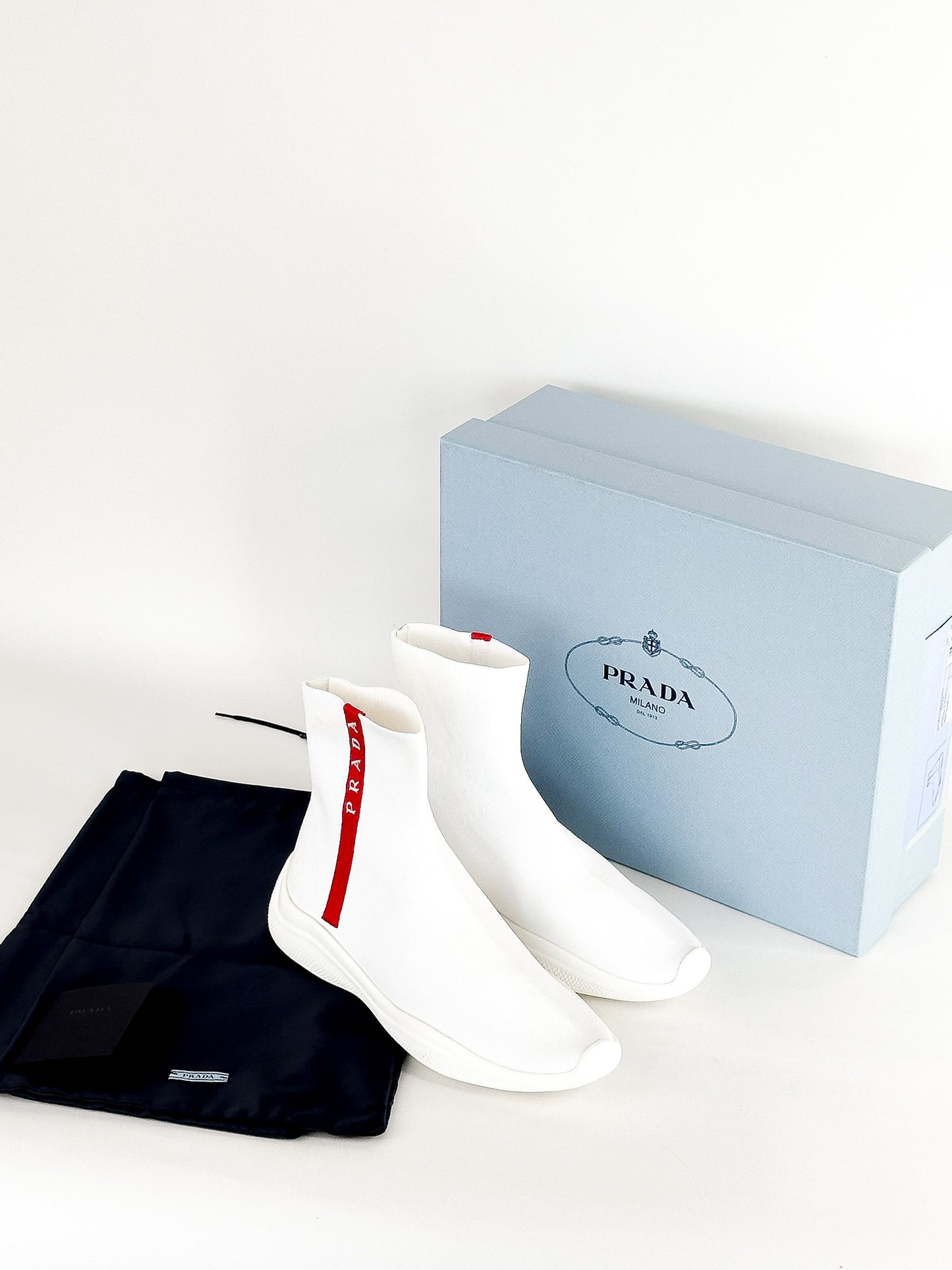 Prada America’s Cup Logo Sock Sneakers Size 35