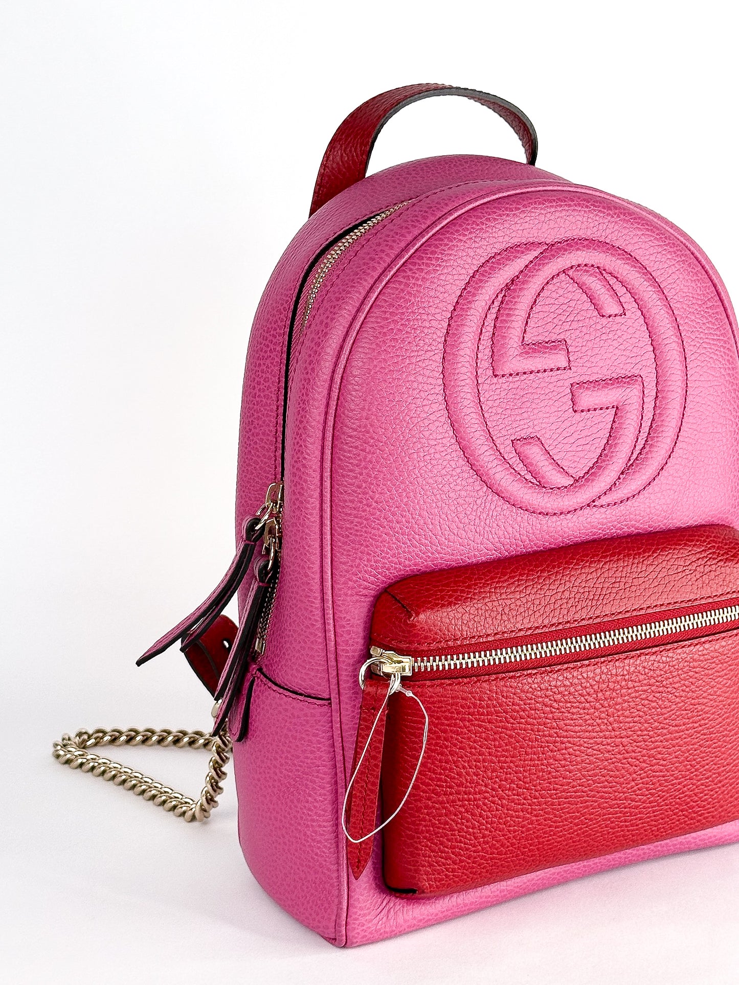 Gucci Pink Red Soho Chain Backpack