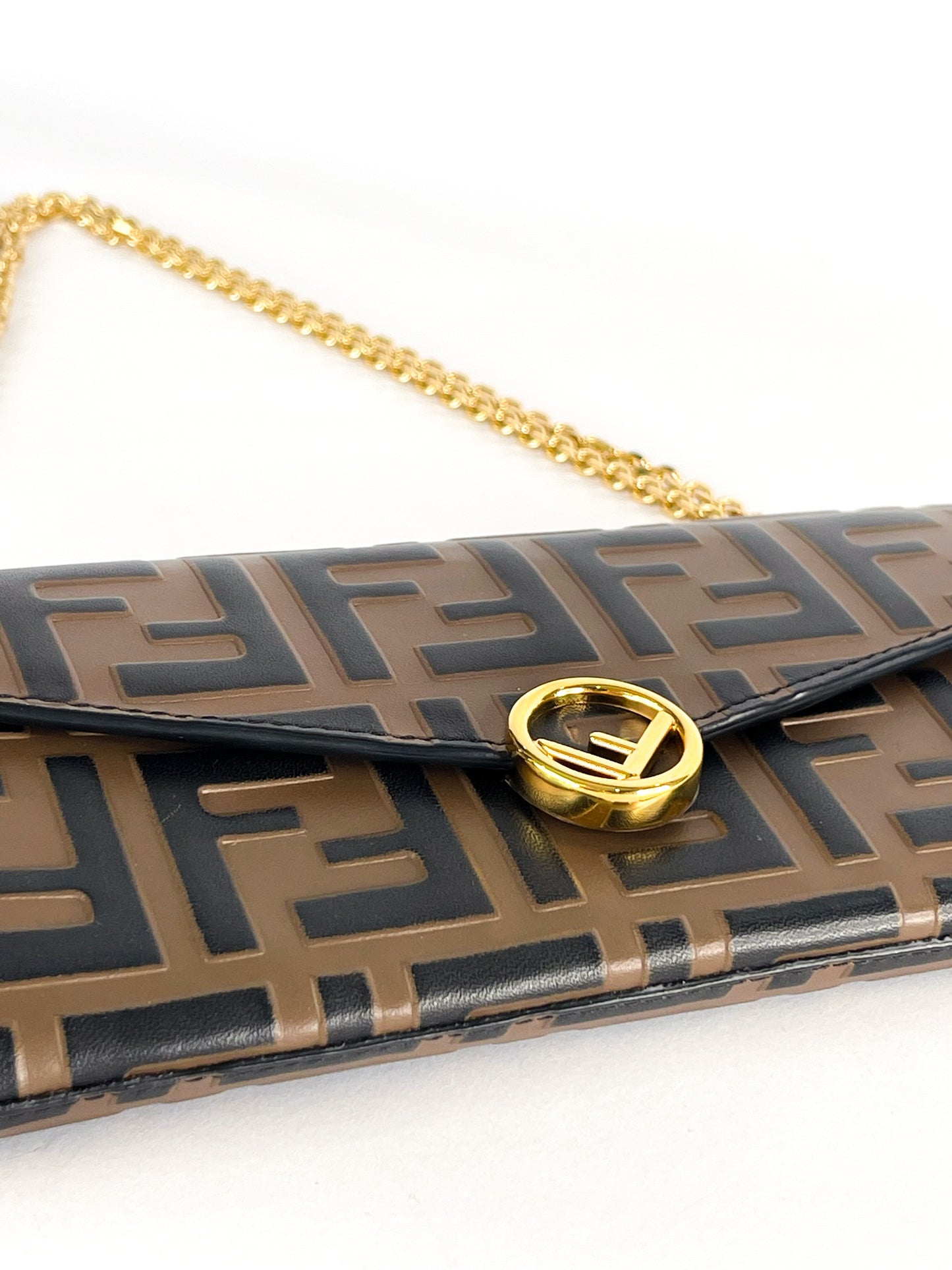 Fendi Zucca Embossed Continental Wallet on Chain