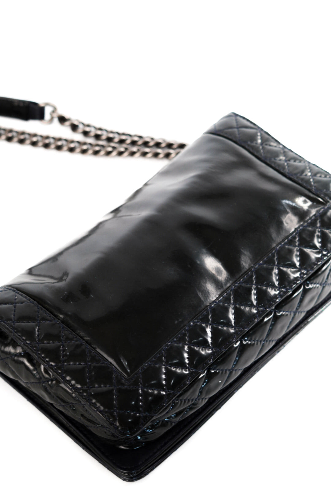 Chanel Boy Chanel Patent Leather Shoulder Bag Black