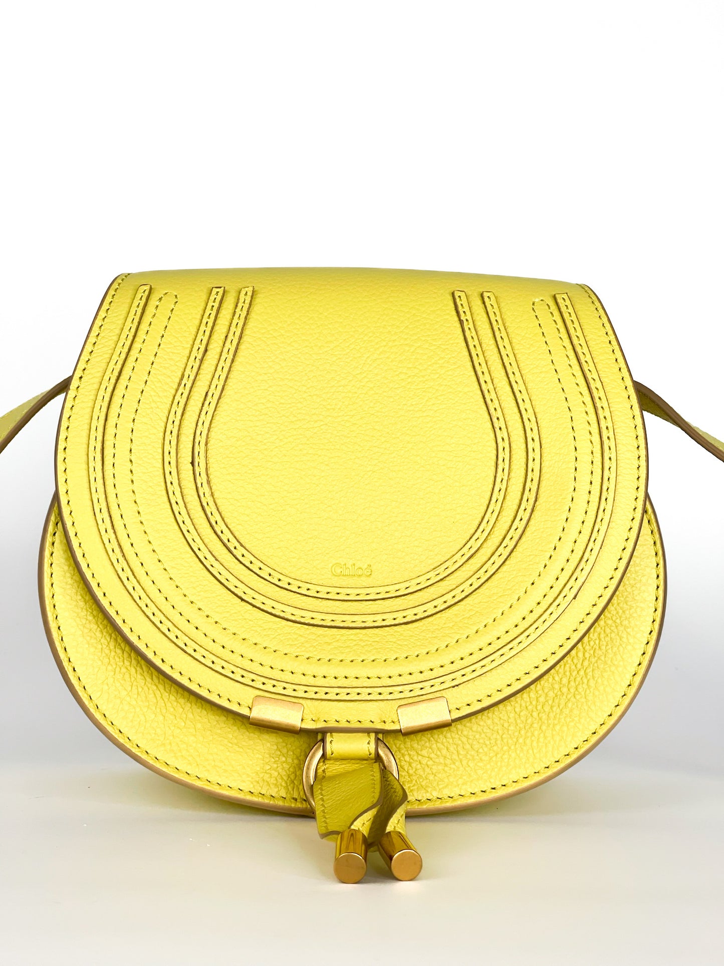 Chloe Yellow Grained Leather Mini Marcie Bag
