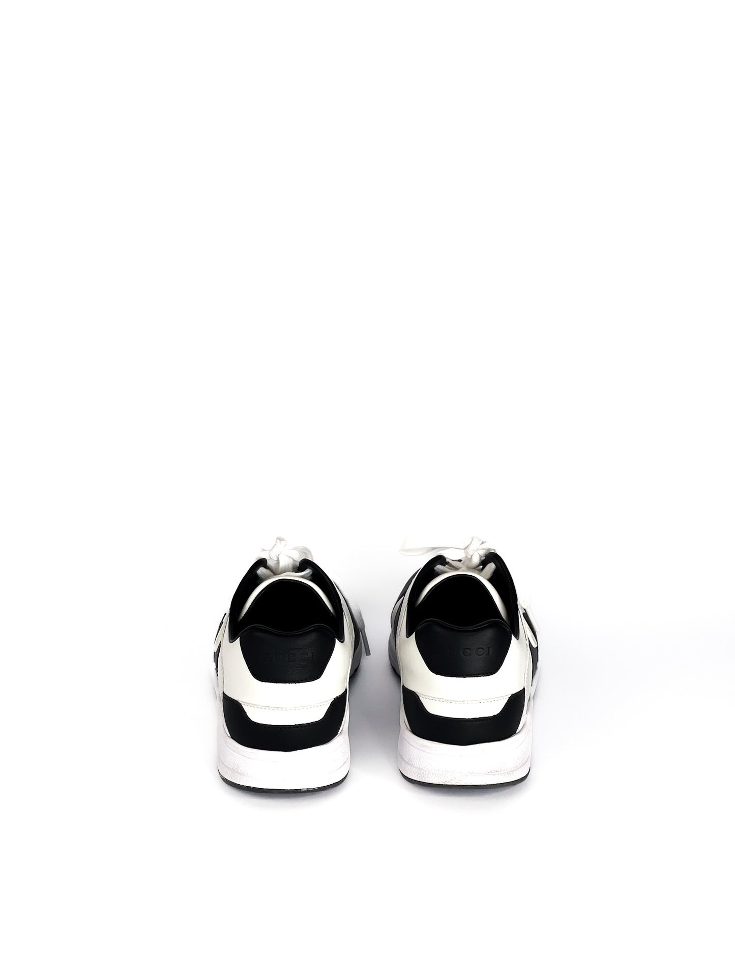 Gucci Calfskin Interlocking G Sneakers Black White Size 39