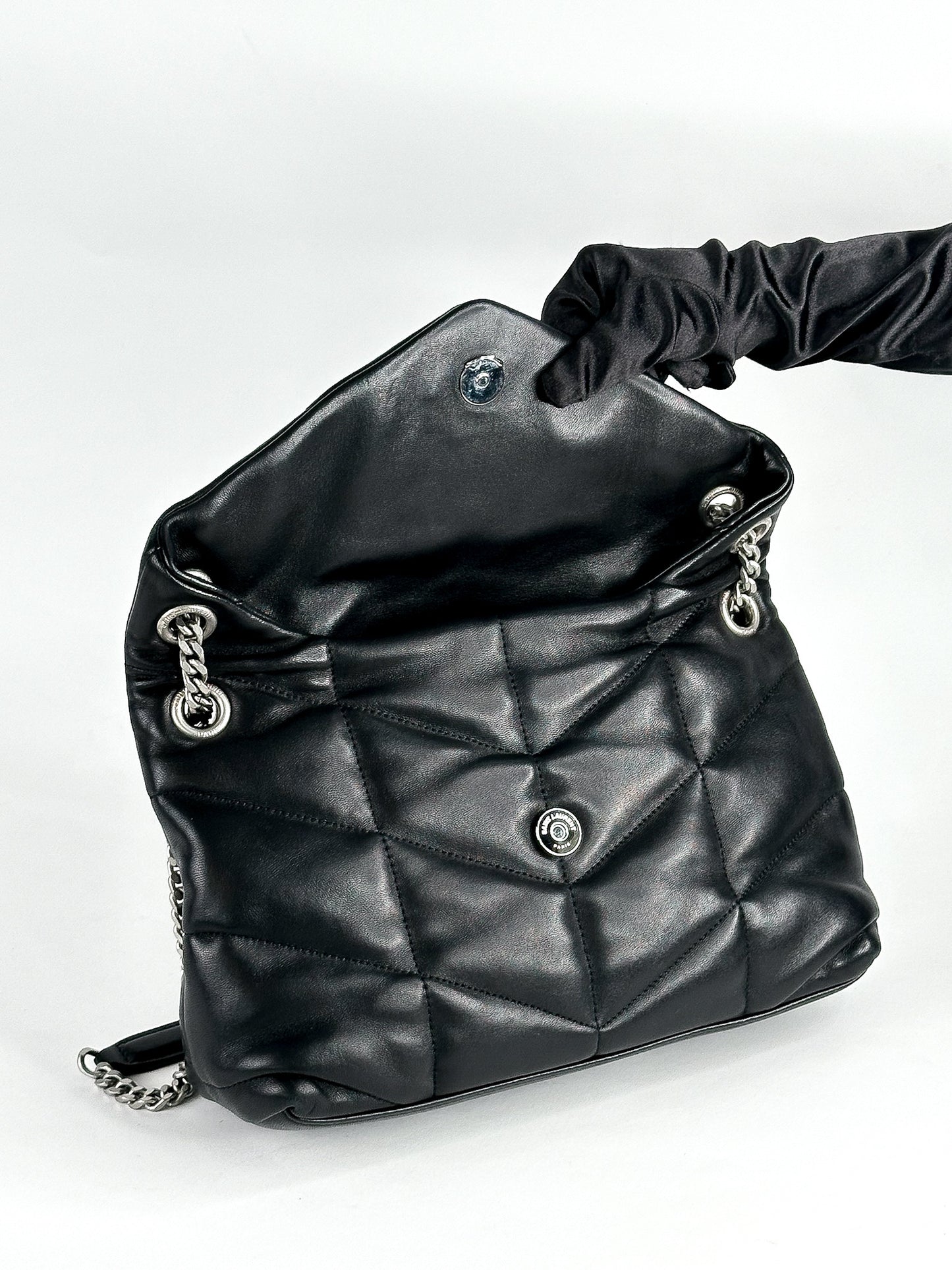 Saint Laurent Black Quilted Lambskin Small Loulou Puffer Bag