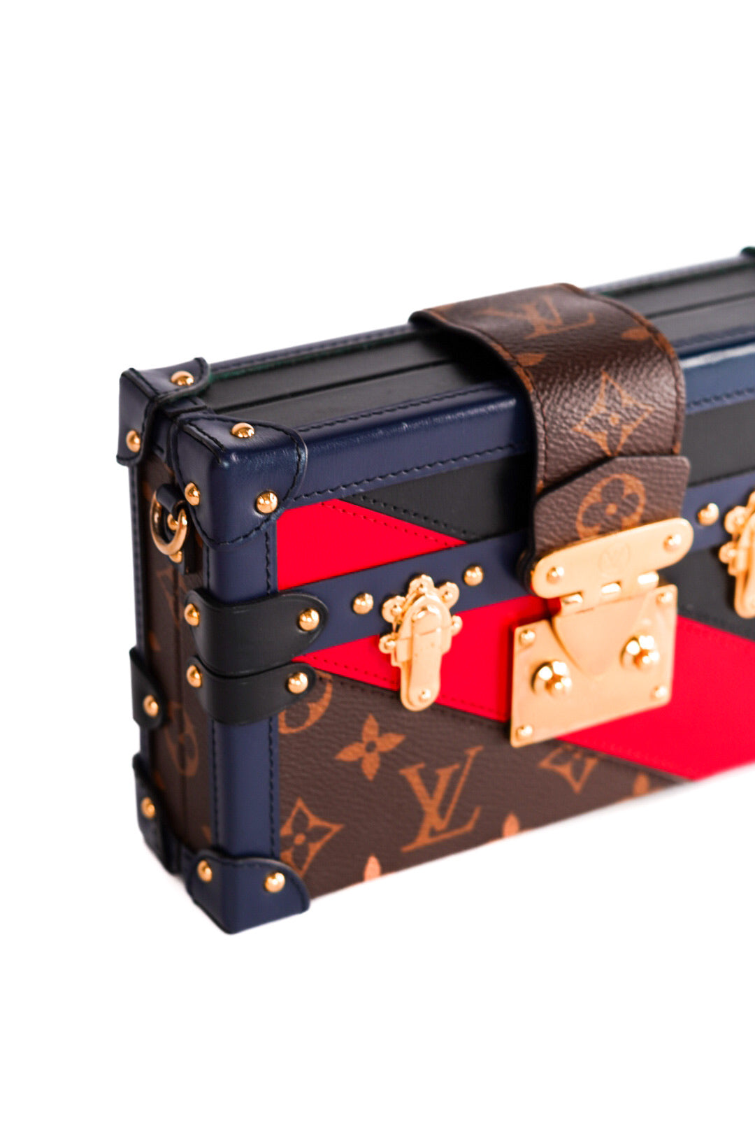 Louis Vuitton Monogram Malletage Print Petite Malle Marine Rouge