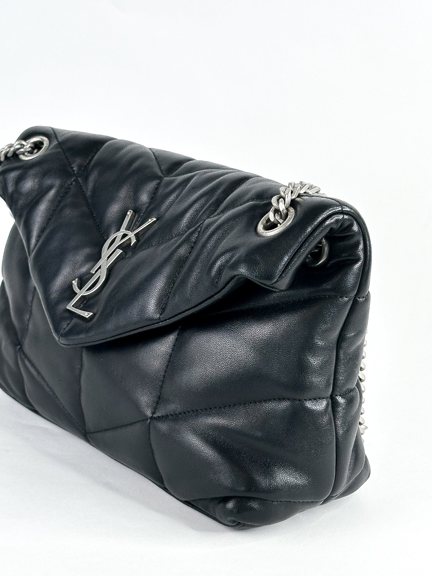 Saint Laurent Black Quilted Lambskin Small Loulou Puffer Bag